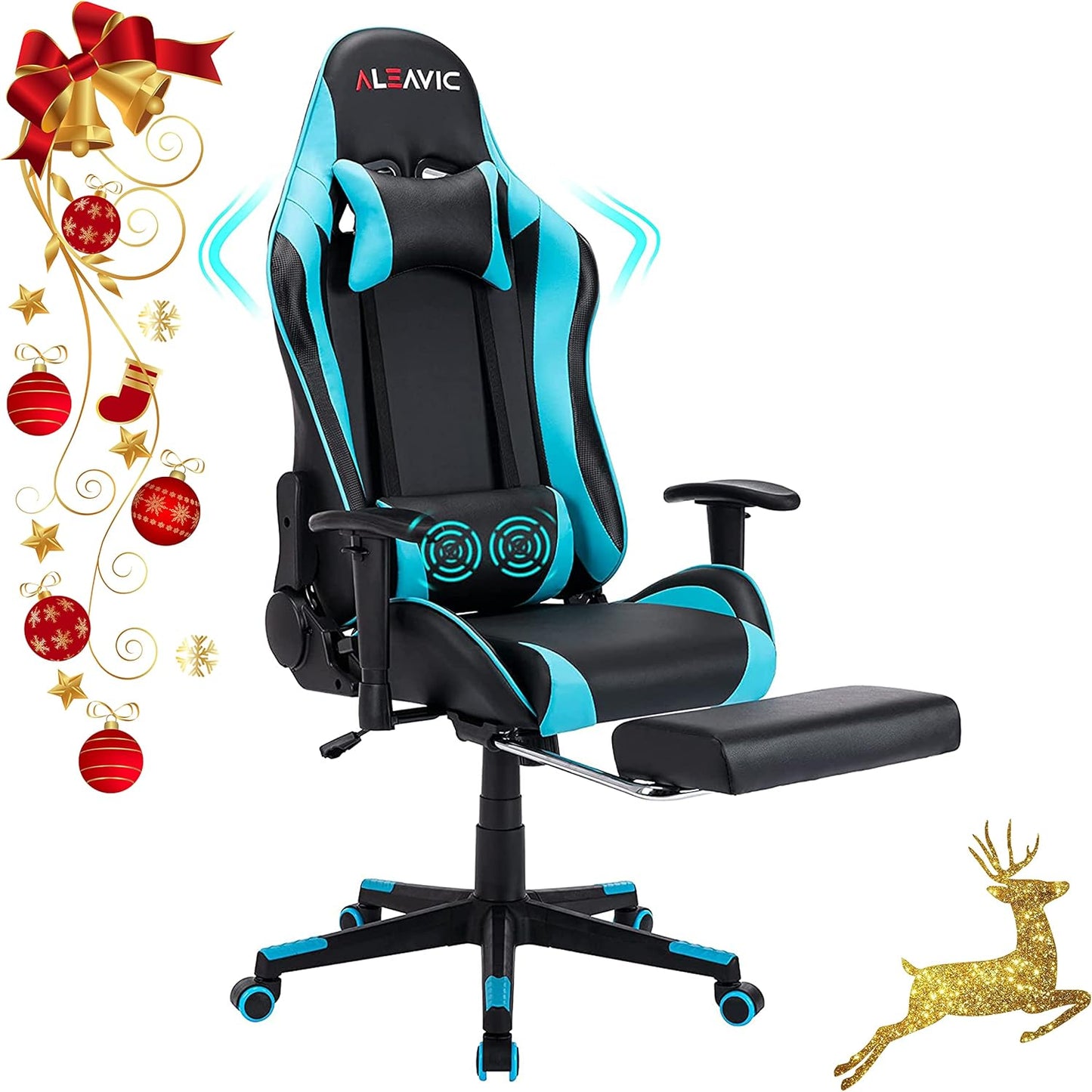 Gaming Chair,Gaming Chair with Footrest, High Back Ergonomic Gaming Chair Adjustable,Racing Style PU Leather Gamer Chair,Computer Gaming Chair with Headrest and Lumbar Support