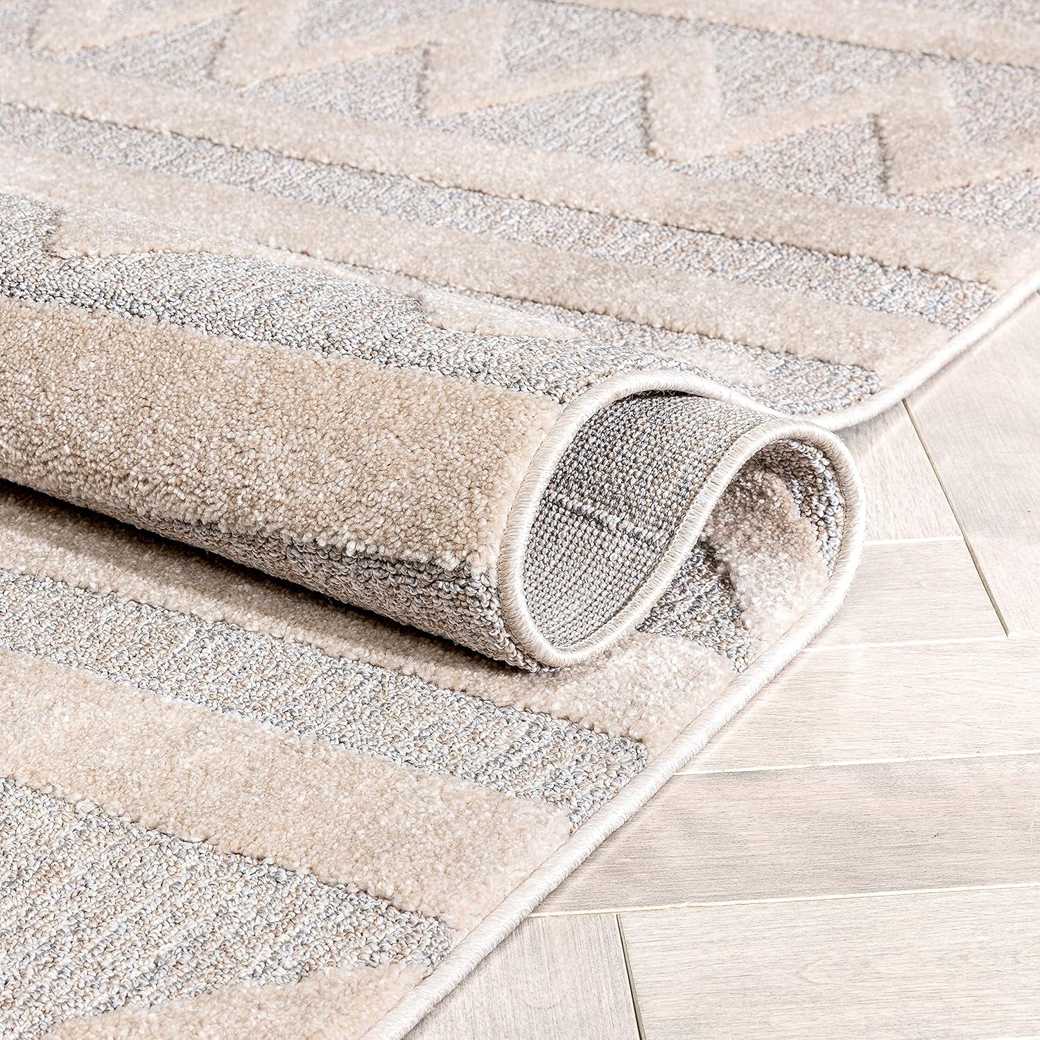 Harlow Zara Tribal Moroccan Diamond Pattern Beige High-Low 5'3" X 7'3" Area Rug