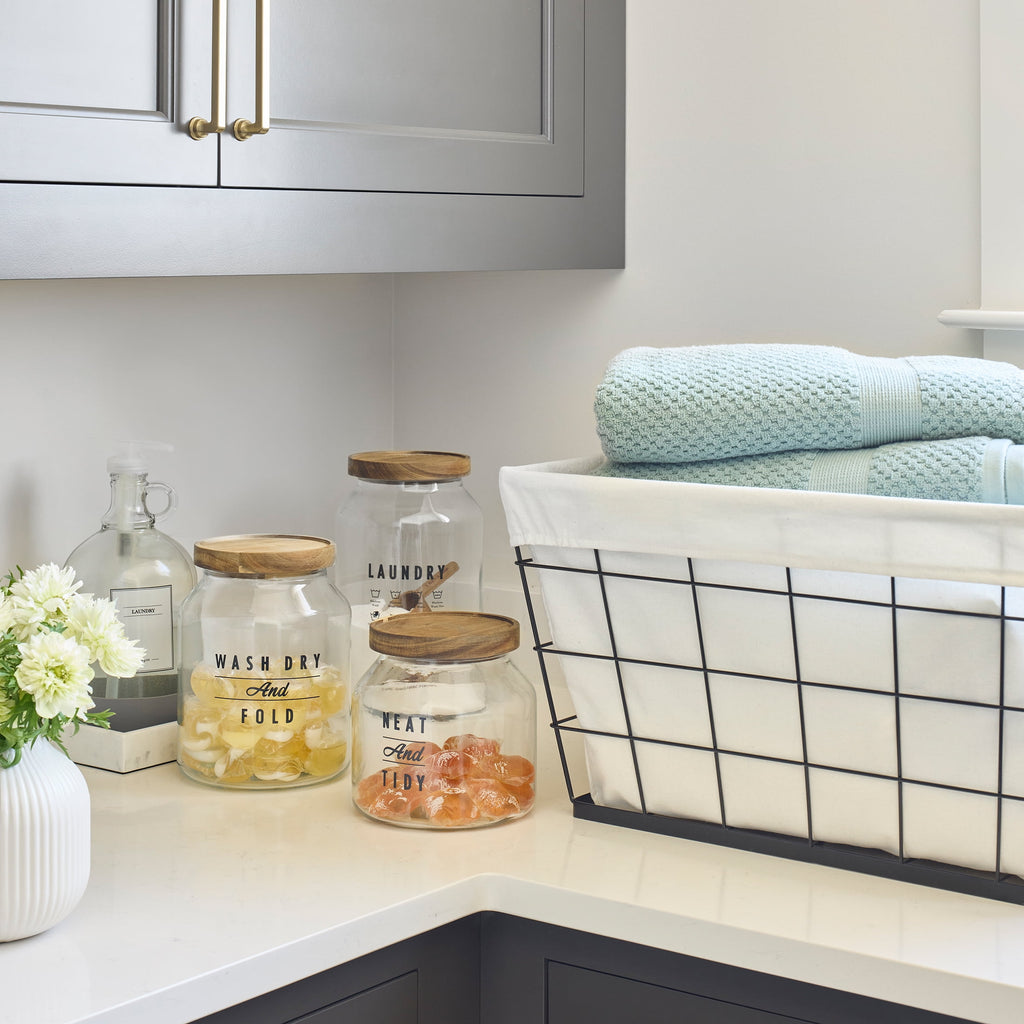 60L Rectangular Steel Wire Laundry Basket with Removable Cotton Blend Liner for Adult, Black & Natural