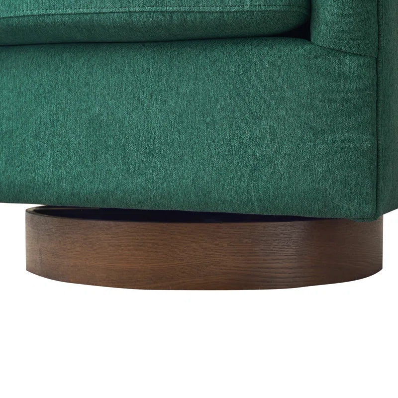 Forno Upholstered Swivel Barrel Chair with Wood Base