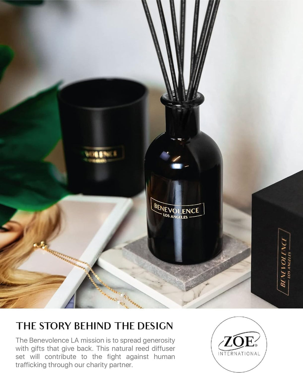 Reed Diffuser Set, Relaxing Rose & Sandalwood Fragrance Diffuser, Aromatherapy Reed Diffuser Sticks with Gift Box, Scented Sticks Diffuser, Bathroom Diffuser