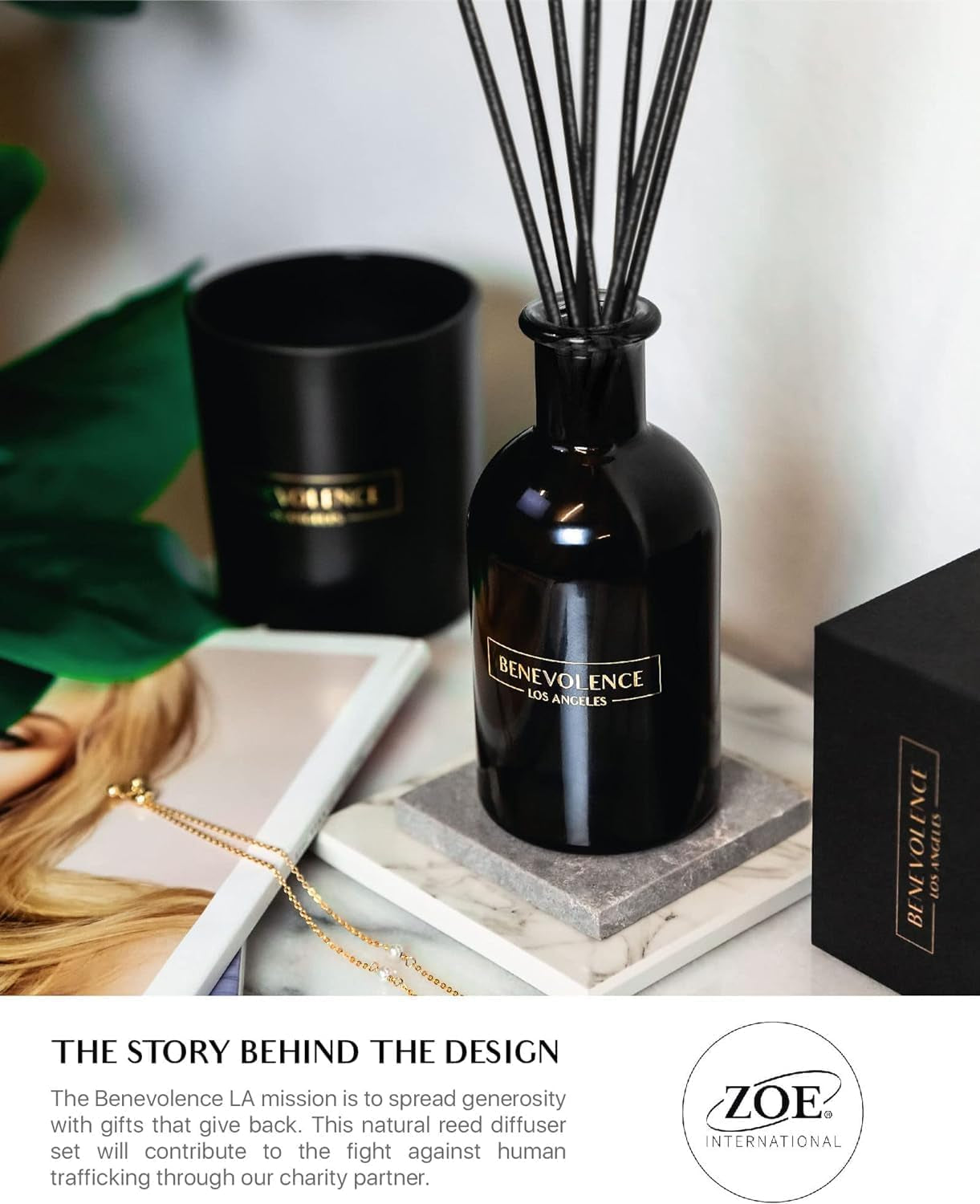 Reed Diffuser Set, Relaxing Rose & Sandalwood Fragrance Diffuser, Aromatherapy Reed Diffuser Sticks with Gift Box, Scented Sticks Diffuser, Bathroom Diffuser