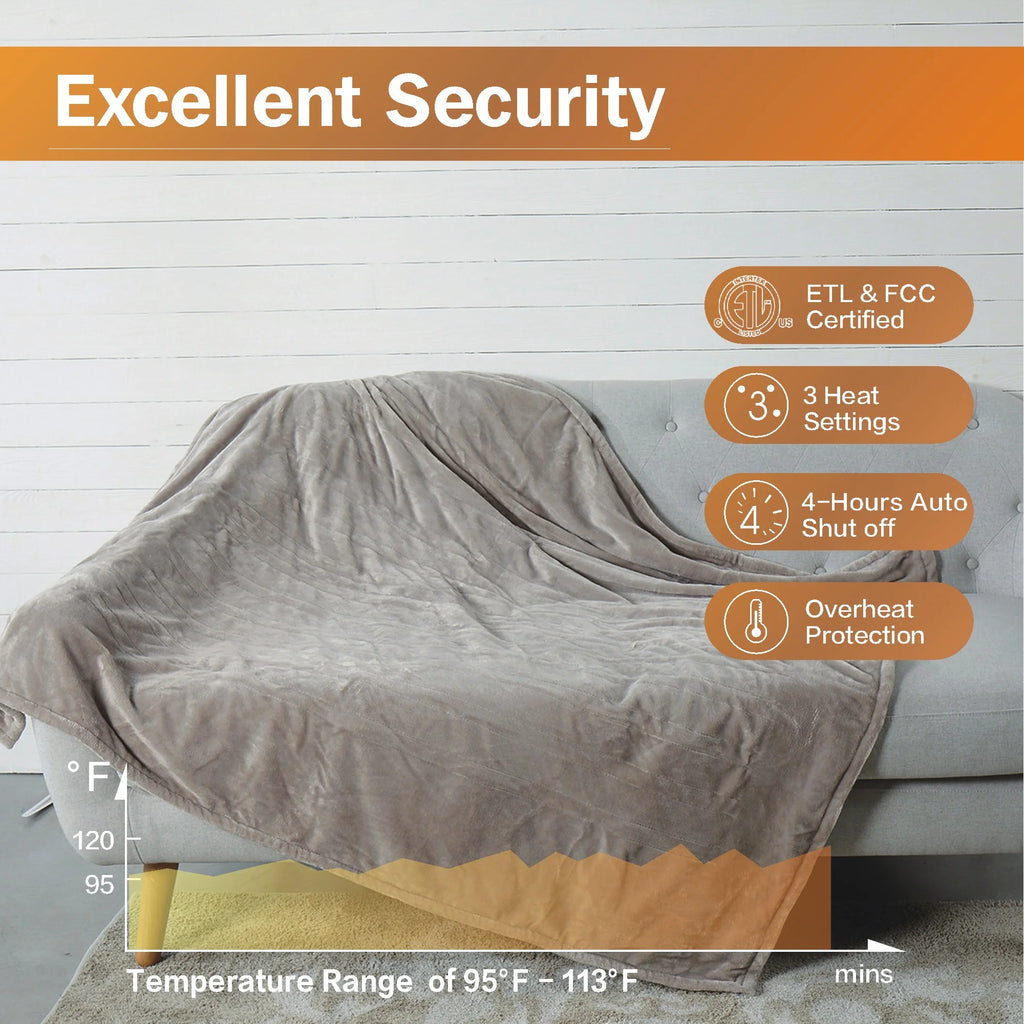 Light Camel Flannel Electric Blankets, Twin