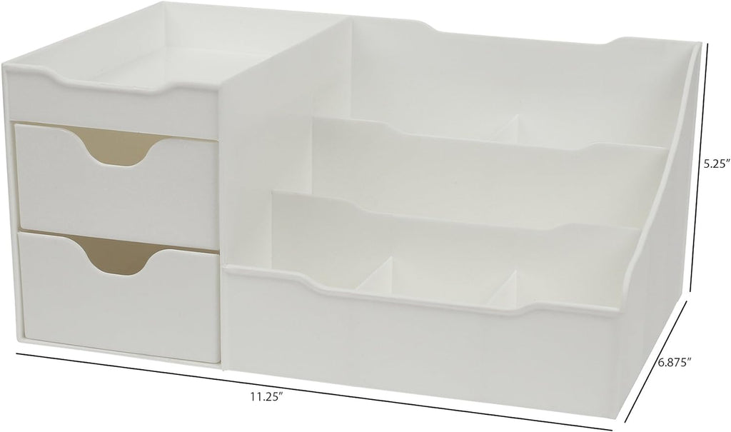 Bathroom Organizer Countertop- Make up Organizers and Storage- Bathroom Counter Organizer and Skin Care Organizer, Makeup Organizer for Vanity- White