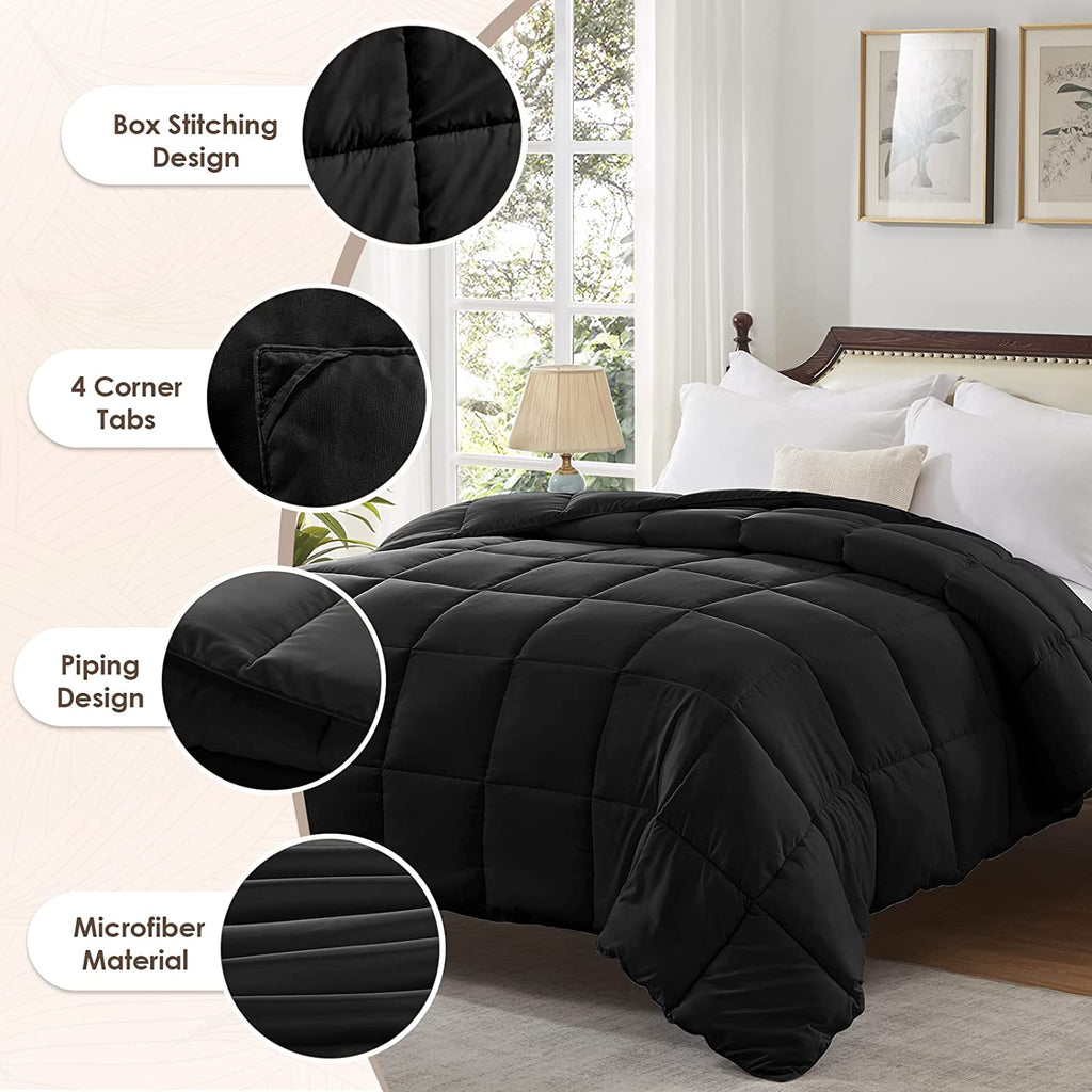 King Comforter Black Lightweight Comforter Duvet Insert down Alternative Bed Comforter All Season Quilted Comforters King Size Black