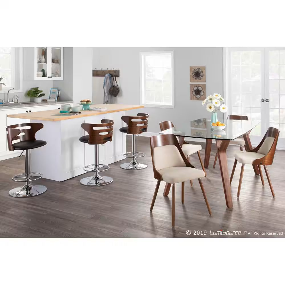 Anabelle Mid-Century Walnut and Cream Modern Dining Chair