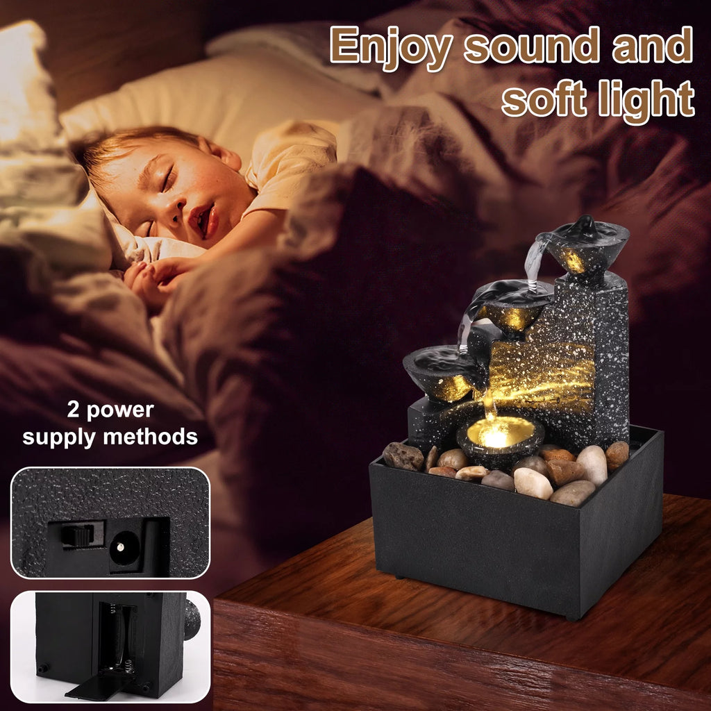 EUWBSSR Indoor Tabletop 4-Tier Waterfall Fountain