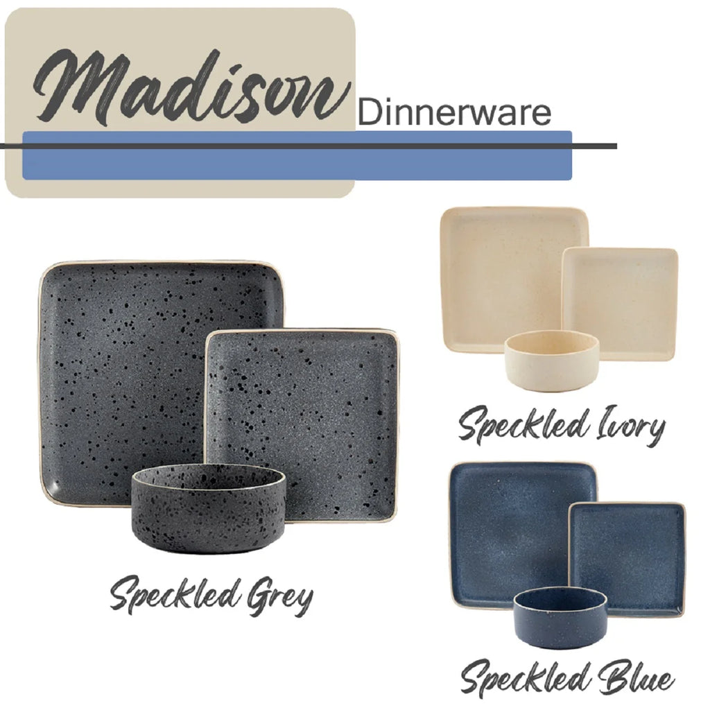 Tabletops Gallery 12 Piece Madison Dinnerware Set in Speckled Grey