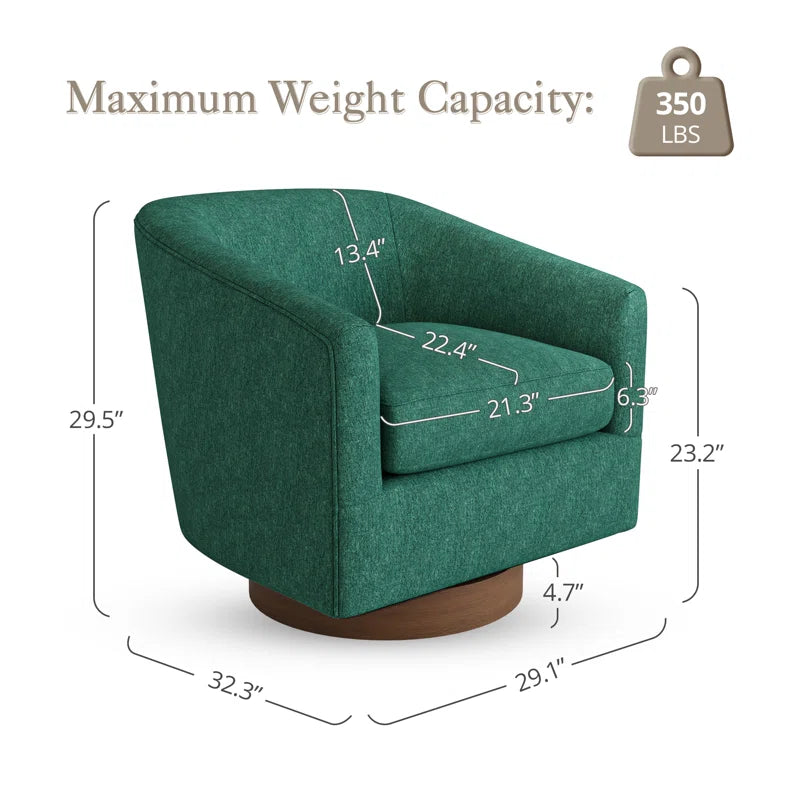 Forno Upholstered Swivel Barrel Chair with Wood Base