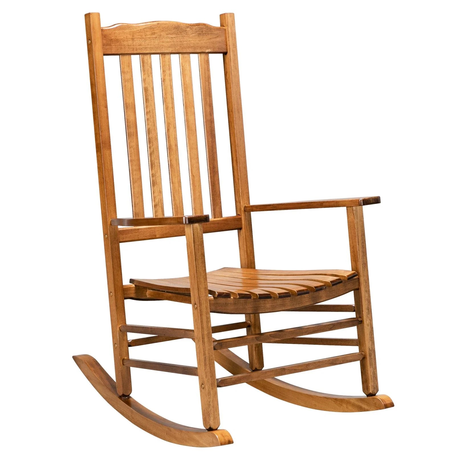 Wood Rocking Chair, Outdoor Wood Rocker for Patio, Garden, Deck, Porch, Original Color