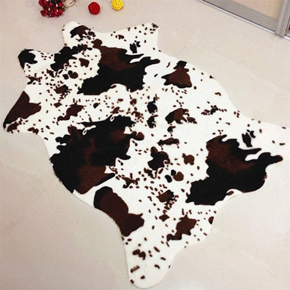 Cut Cow Print Rug 3.6X2.5 Feet Faux Cow Hide Rug Animal Printed Area Rug Nice Carpet for Home Decorating Kids Room 29.5" W X 43.3" L