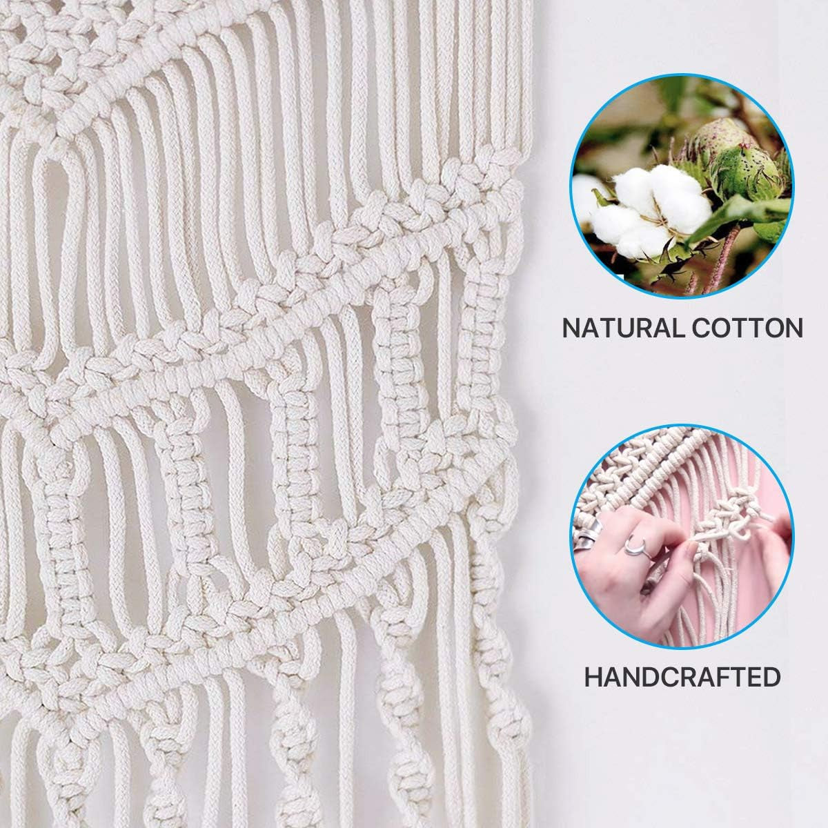 Macrame Wall Hanging Woven Boho Chic Wall Decor, Beautiful Geometric Wall Art for Apartment Dorm Bedroom Living Room Home Decoration, 16" W X 33" L