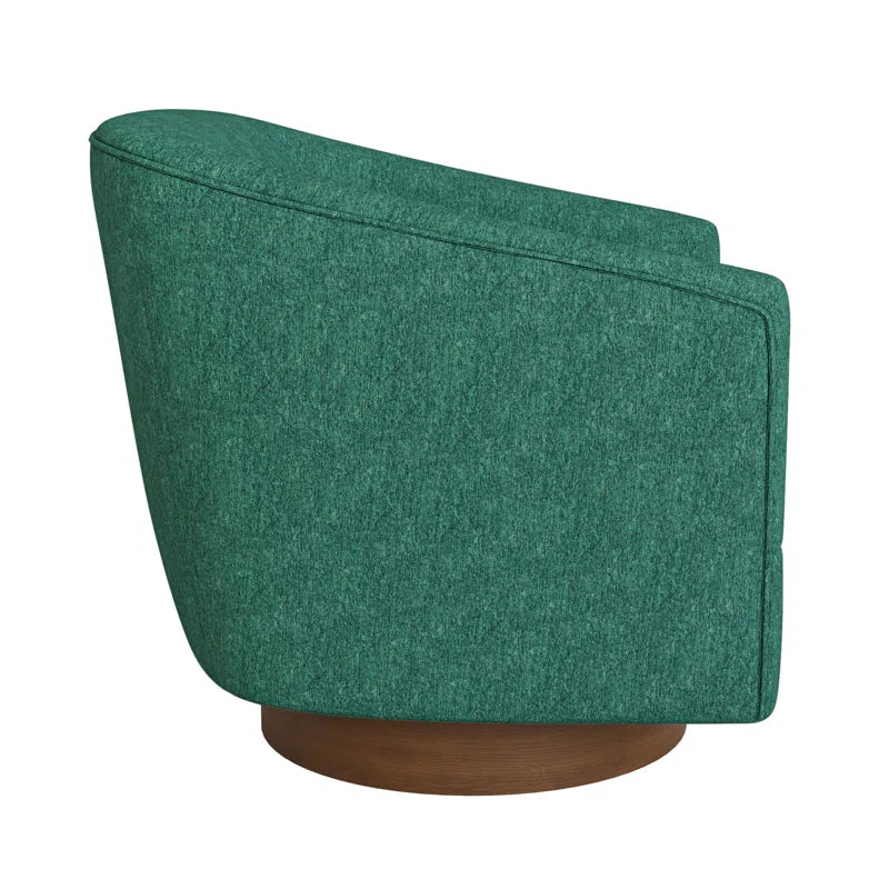 Forno Upholstered Swivel Barrel Chair with Wood Base