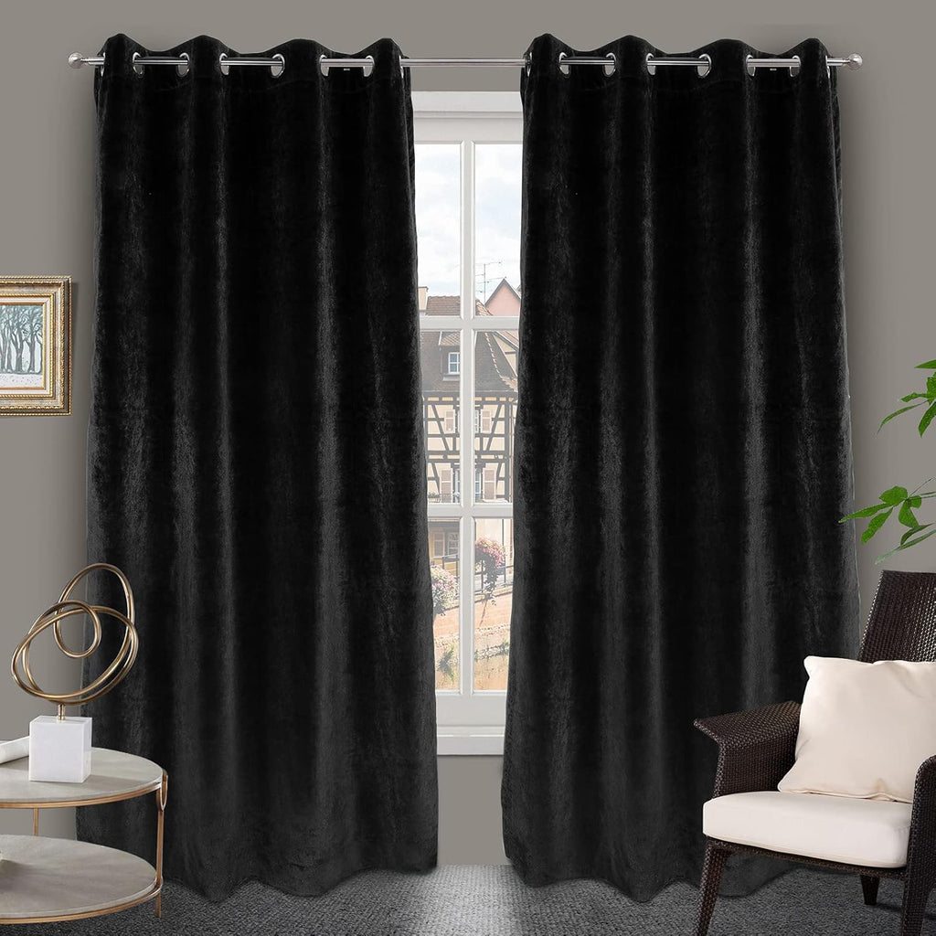 Curtains Thermal 100% Blackout Velvet Curtain 52X96Inches.Three Layers of Fabric Set of 2Panels Window Curtains?Black