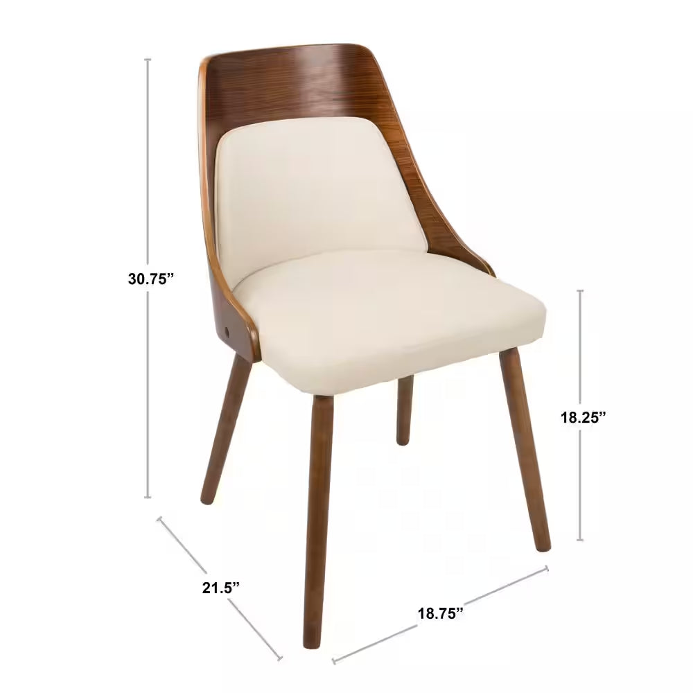Anabelle Mid-Century Walnut and Cream Modern Dining Chair