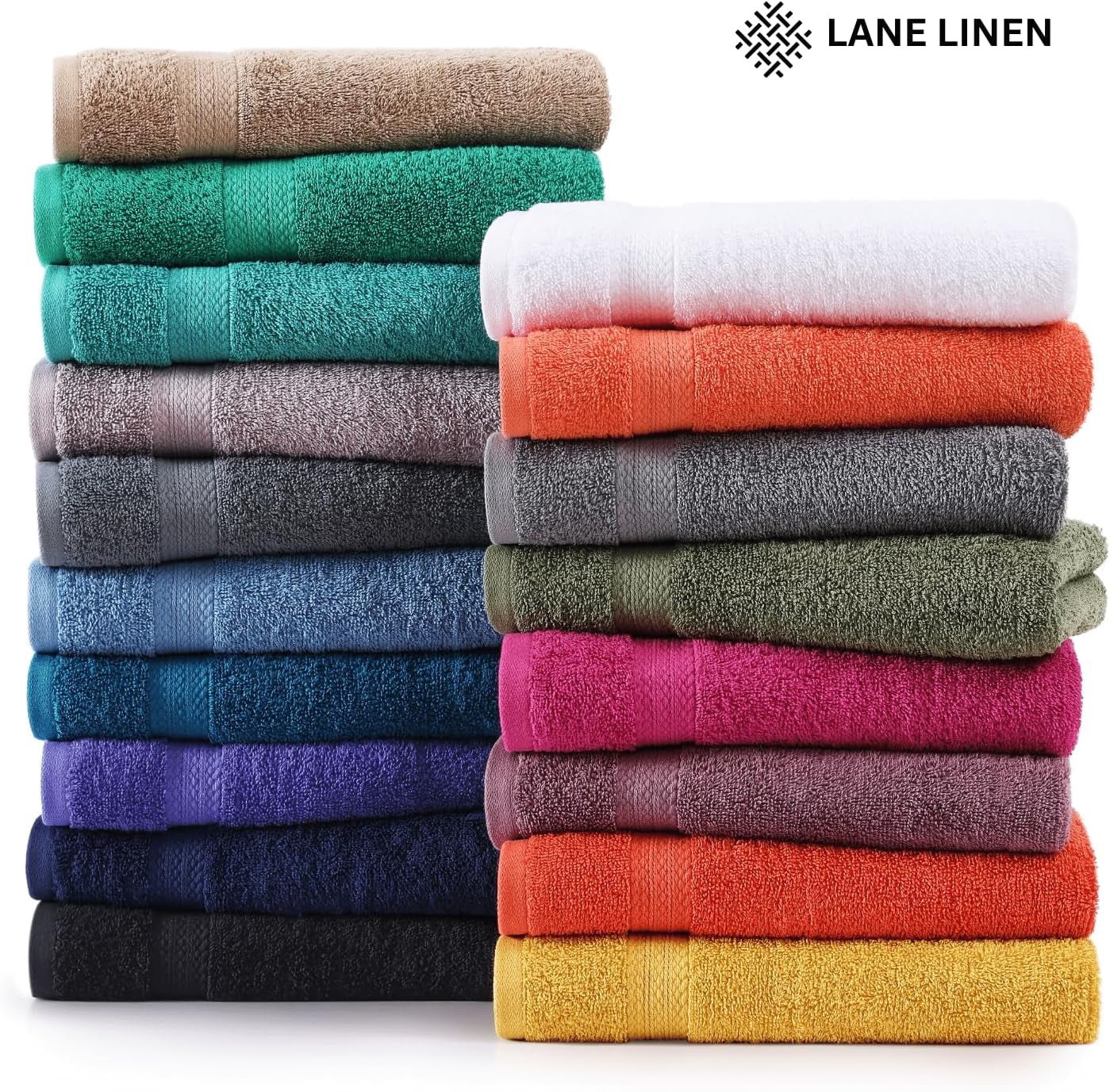 16 PC Luxury Grey Cotton Bath Towel Set - Highly Absorbent Bath, Hand and Wash Towels