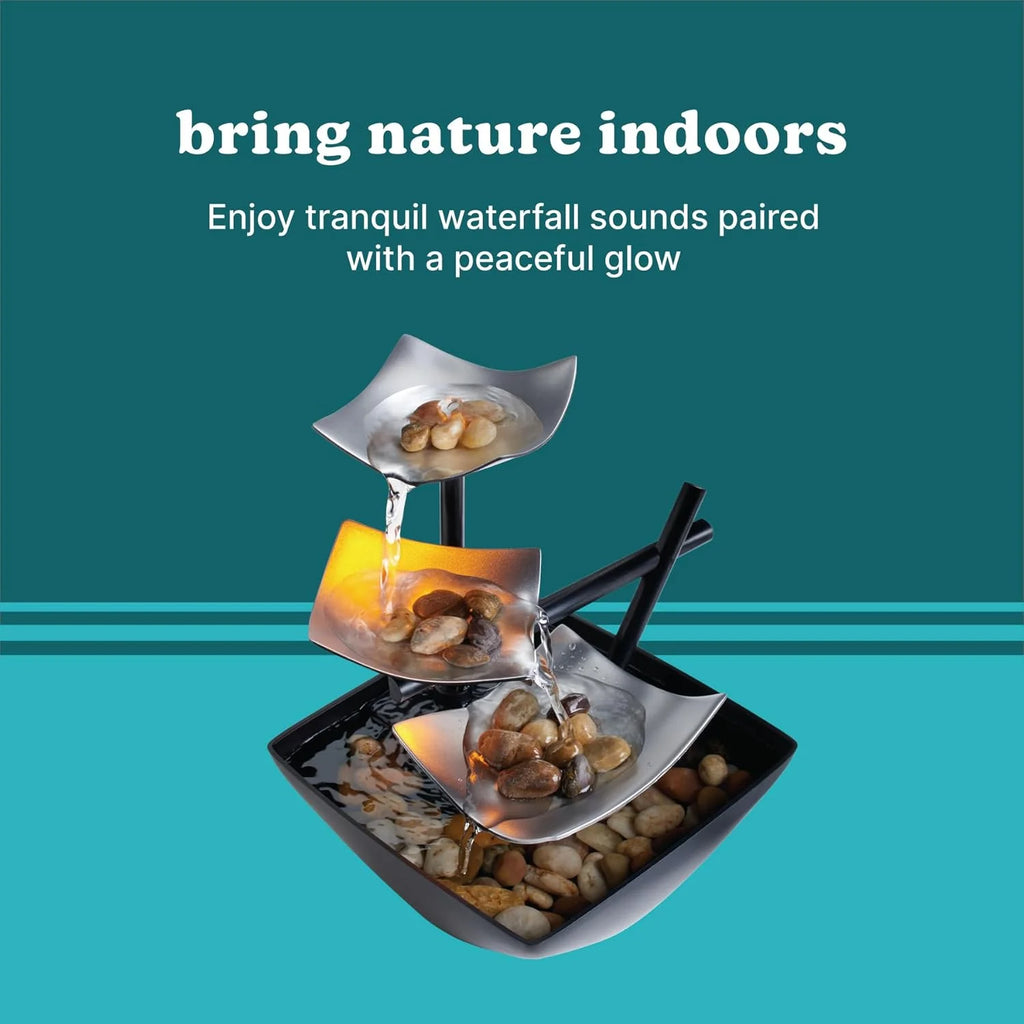 Envirascape Silver Springs Corded Electric Indoor Water Fountain, Natural River Rocks