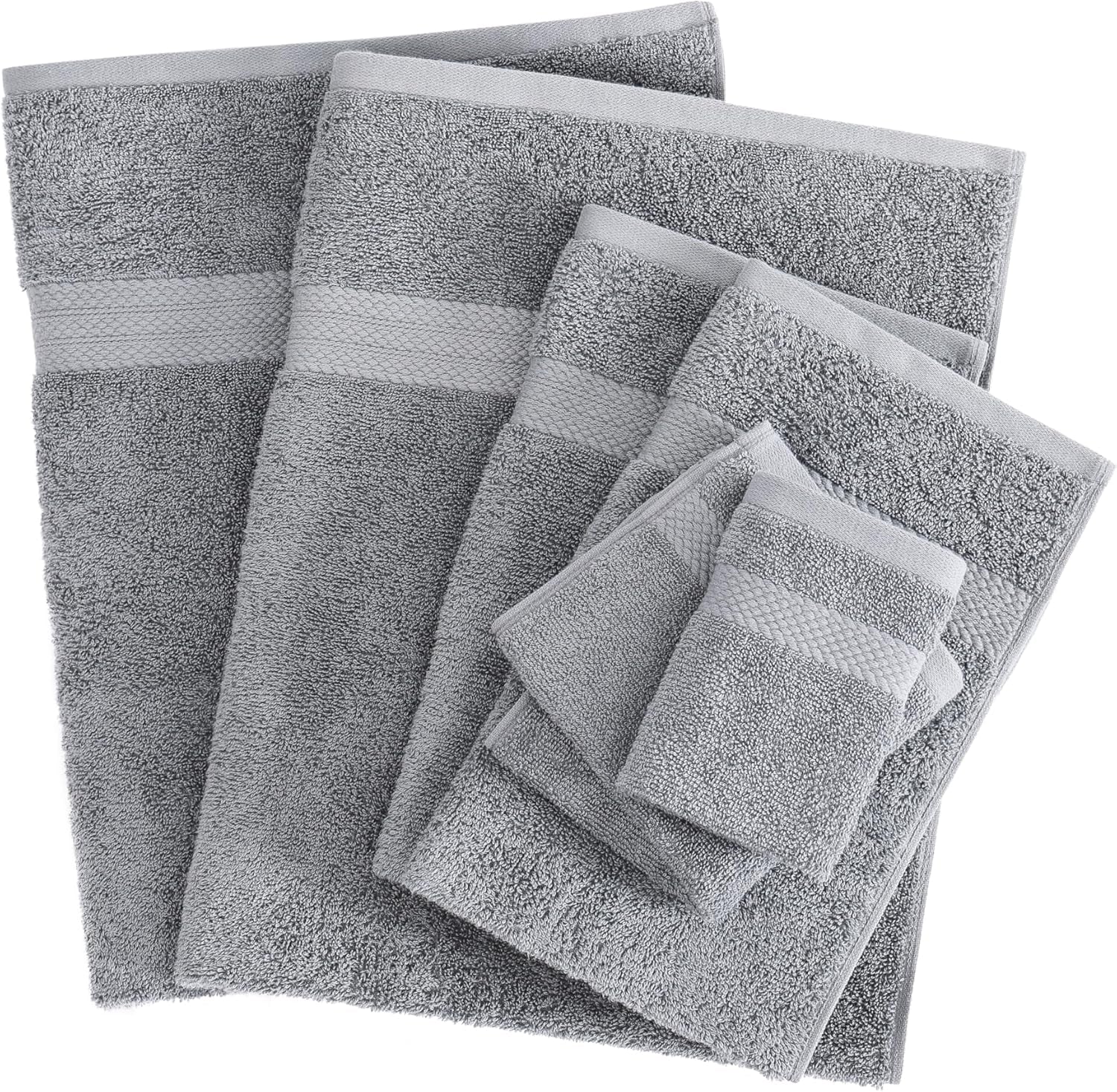 16 PC Luxury Grey Cotton Bath Towel Set - Highly Absorbent Bath, Hand and Wash Towels