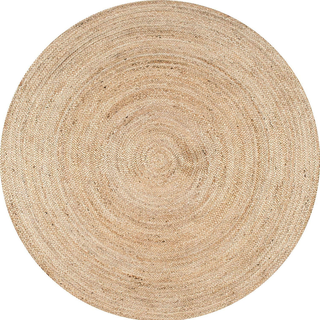 Handwoven Jute Area Rug - 3 Feet round - Natural Yarn - Rustic Vintage Beige Braided Reversible Rug - Eco Friendly Rugs for Bedroom - Kitchen - Living Room - Farmhouse (3' Round)