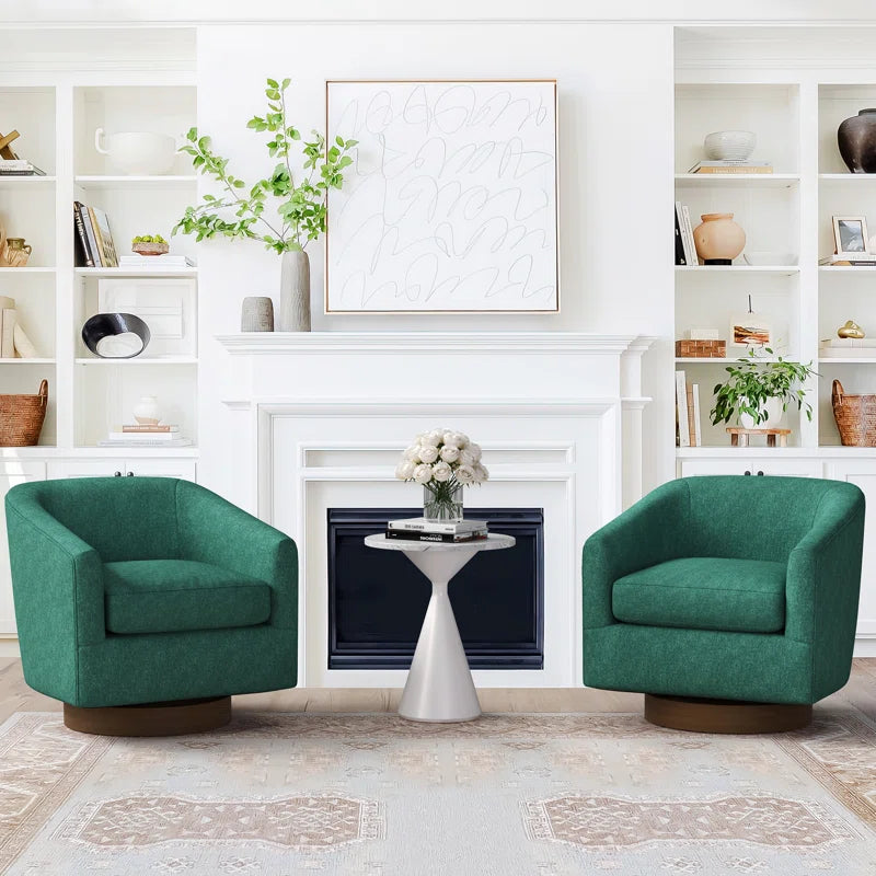 Forno Upholstered Swivel Barrel Chair with Wood Base