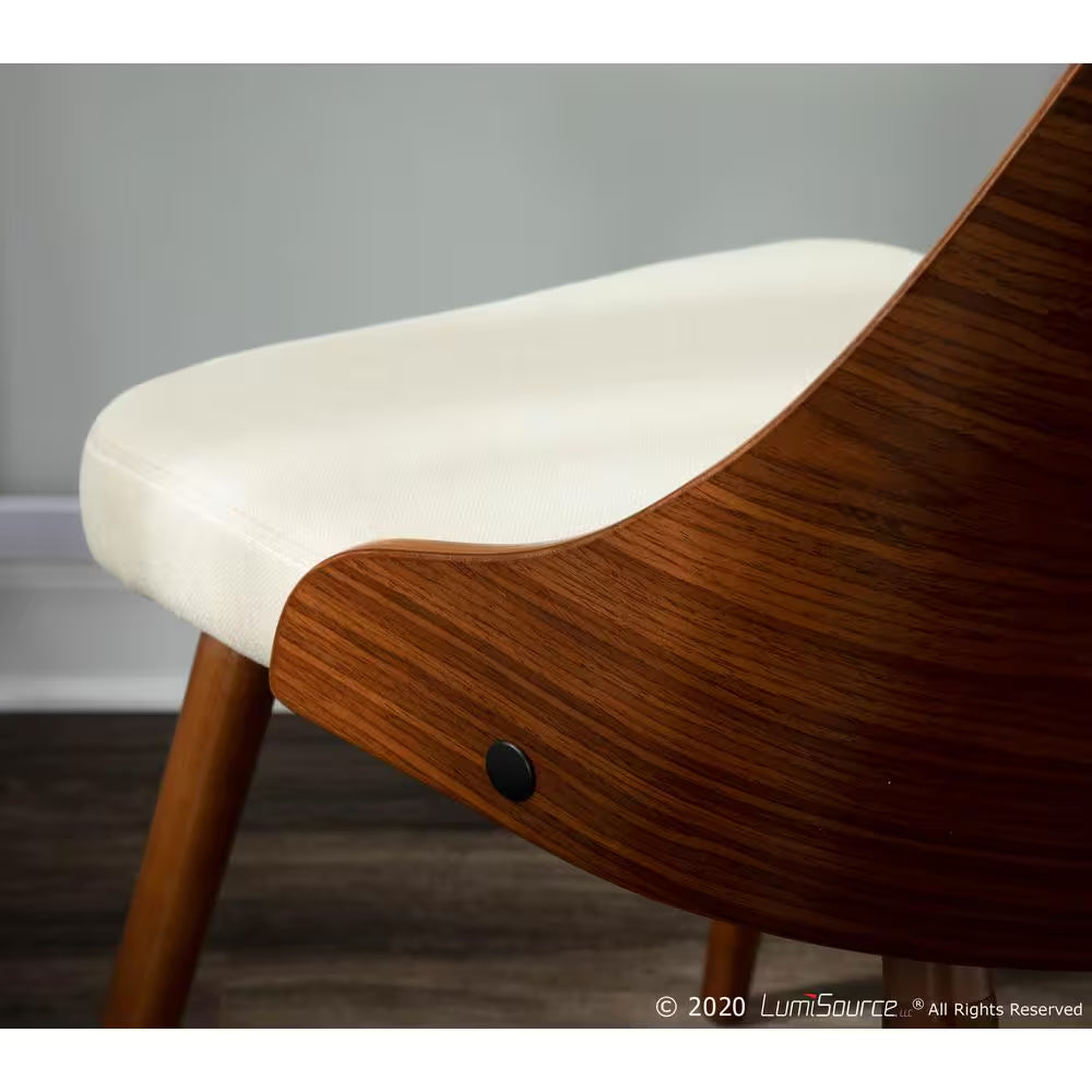 Anabelle Mid-Century Walnut and Cream Modern Dining Chair