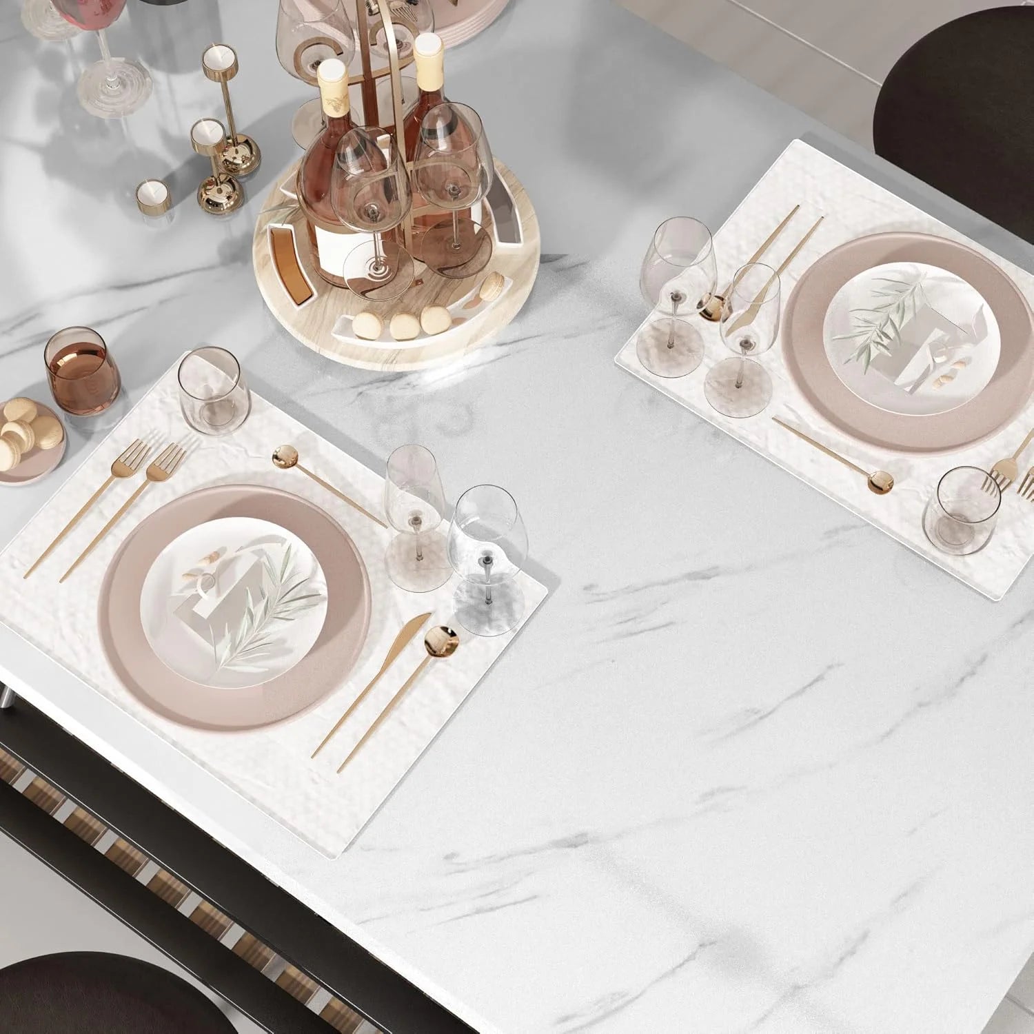 Kitchen Island with Seating, Wooden Counter 33"Height Table with Storage Kitchen Table Set for 2