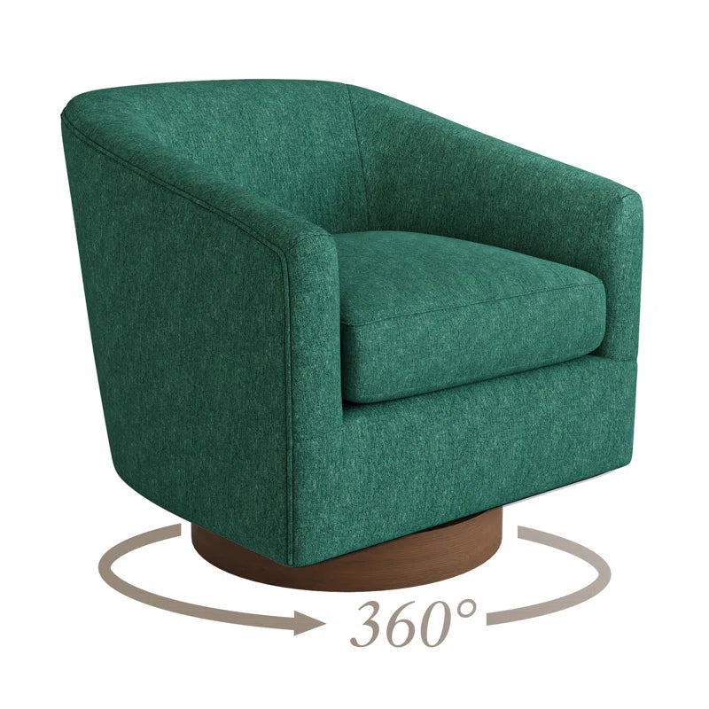 Forno Upholstered Swivel Barrel Chair with Wood Base