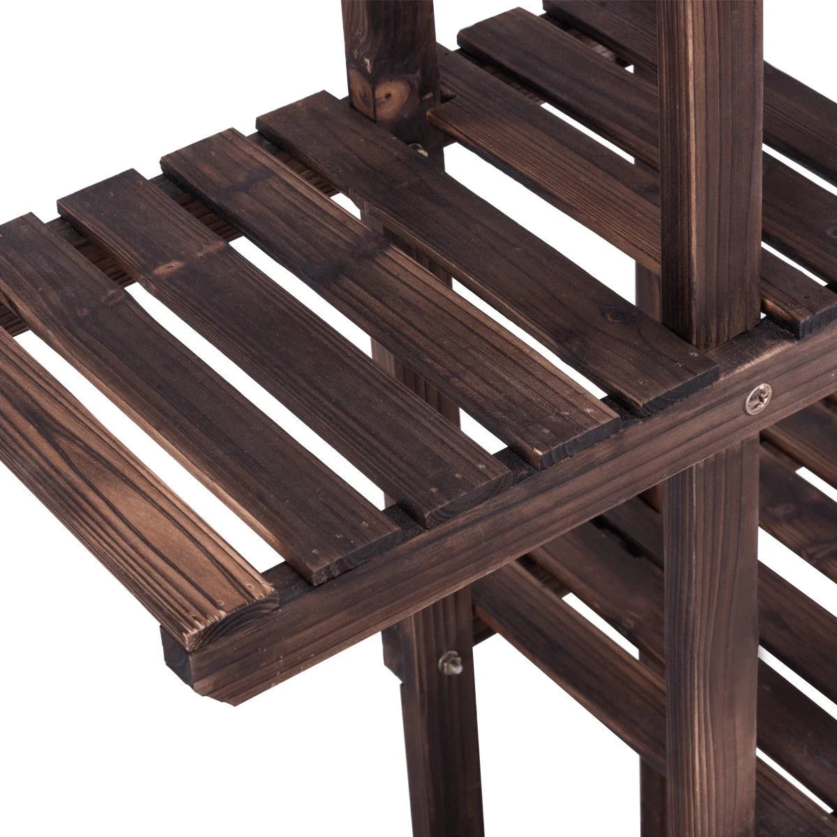 Outdoor Wooden Plant Flower Display Stand 6 Wood Shelf Storage Rack Garden