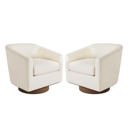 Forno Upholstered Swivel Barrel Chair with Wood Base