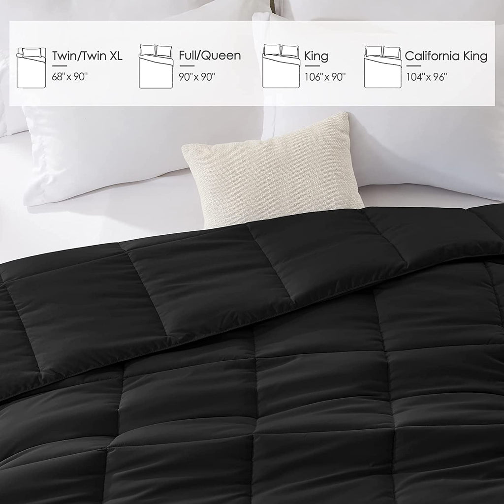 King Comforter Black Lightweight Comforter Duvet Insert down Alternative Bed Comforter All Season Quilted Comforters King Size Black