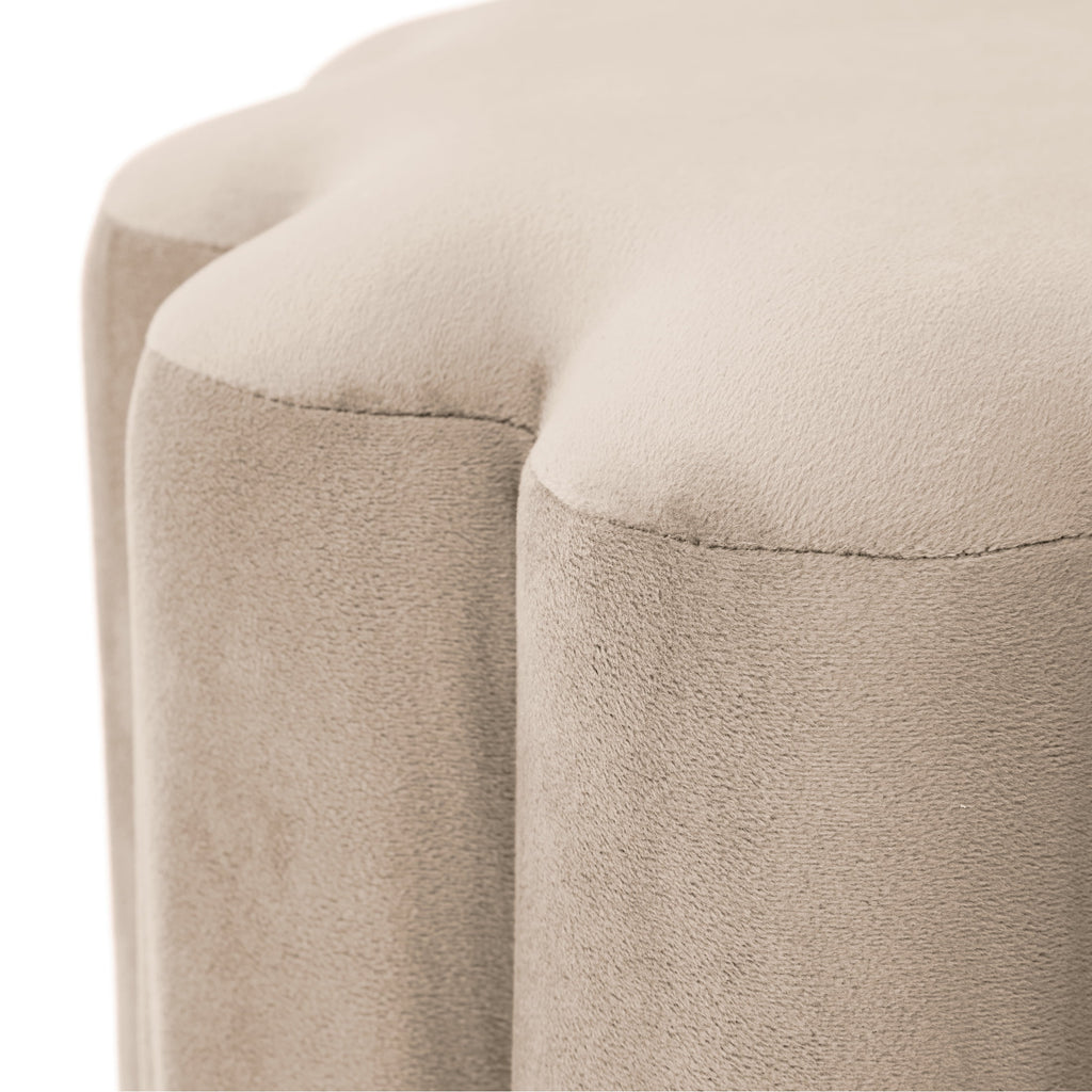 Lillian Velvet Tufted Ottoman, Beige