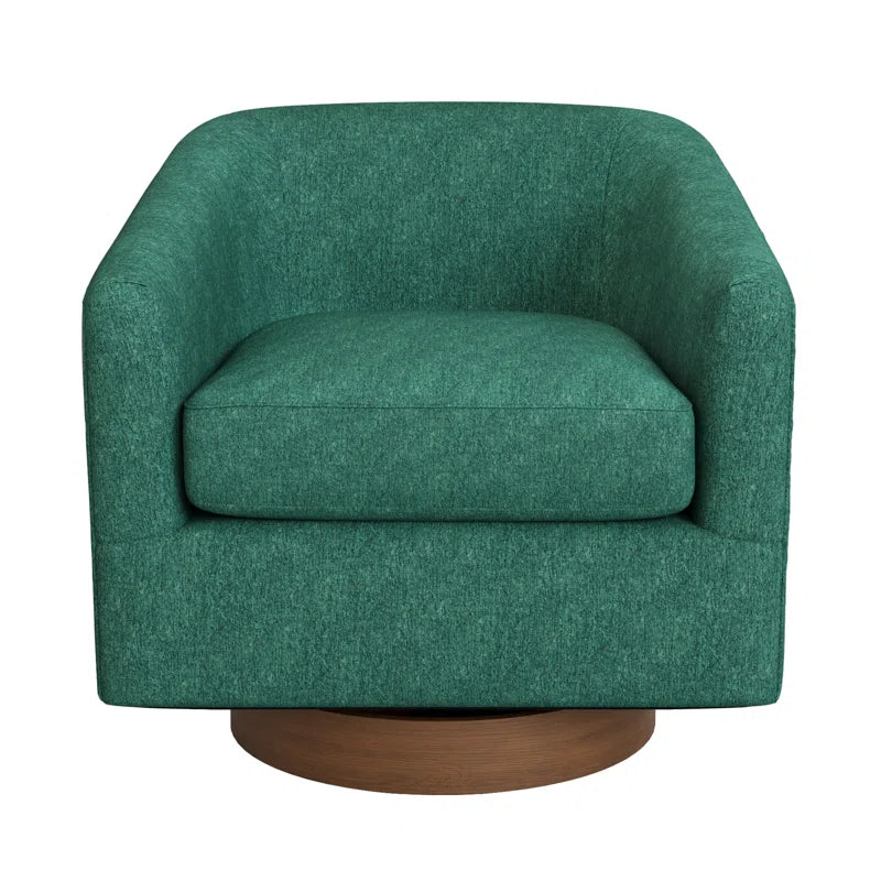 Forno Upholstered Swivel Barrel Chair with Wood Base