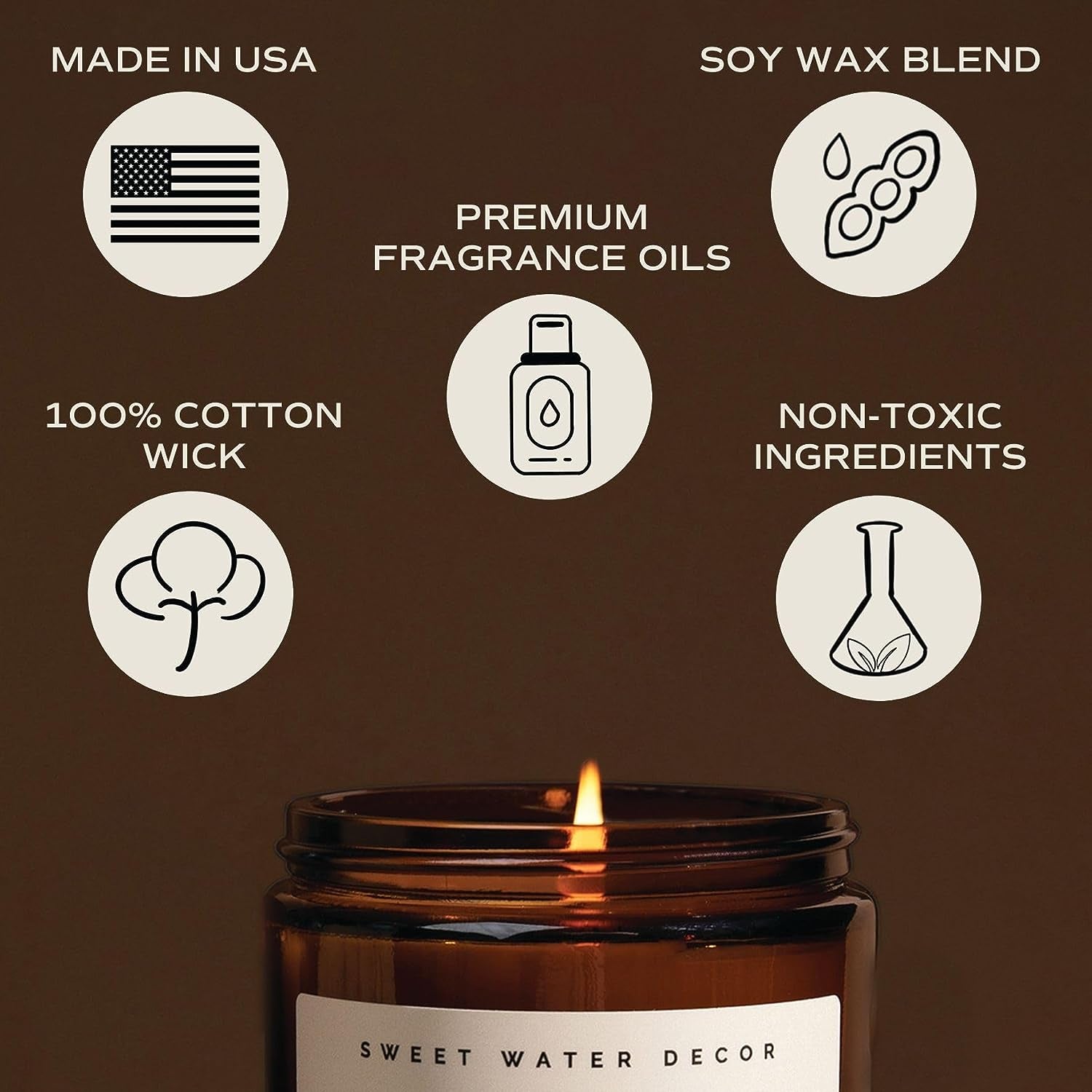 Cinnamon Roll Candle - Christmas Candle with Cinnamon, Icing & Buttery Pastry for Home - Cinnamon Soy Candle with 40 Hours Burn Time - 9Oz Black Lid Amber Jar Cinnamon Scents