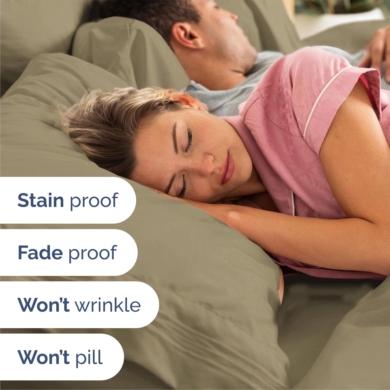 Queen Size 4 Piece Sheet Set - Comfy Breathable & Cooling Sheets - Hotel Luxury Bed Sheets for Women & Men - Deep Pockets, Easy-Fit, Extra Soft and Wrinkle Free Sheets - Khaki Oeko-Tex Bed Sheet Set