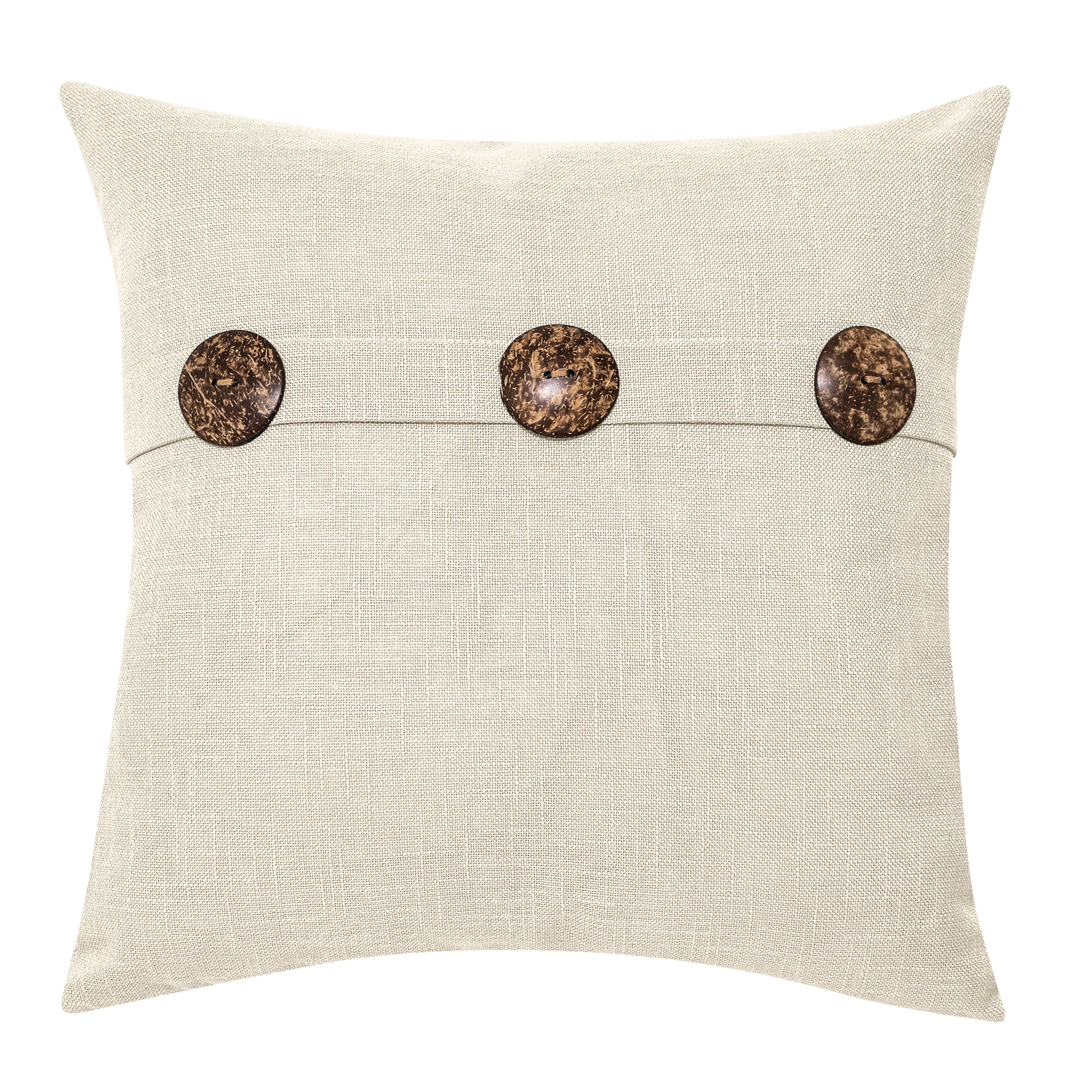 Feather Filled Three Button Decorative Throw Pillow, 20" X 20", Ivory