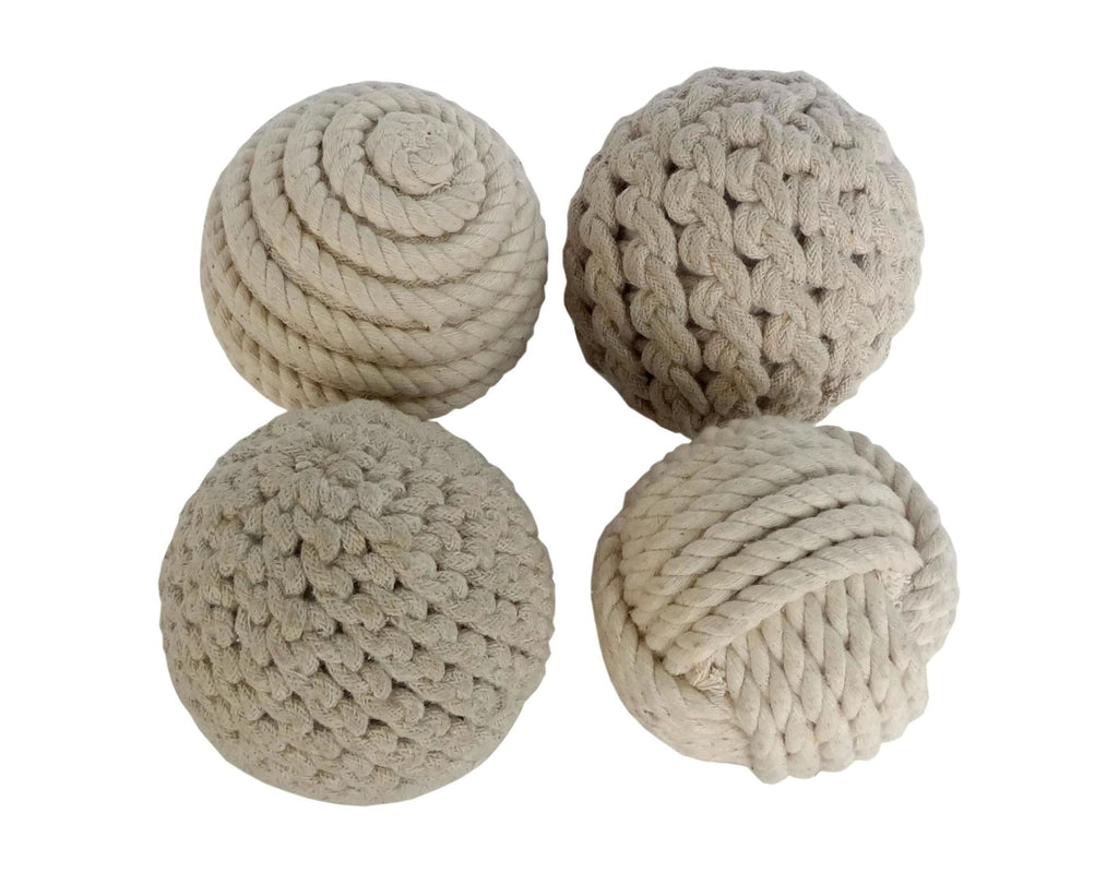 Brown 4" Handmade Decorative Ball Jute Rope Orbs & Vase Filler with Varying Designs (4 Count)