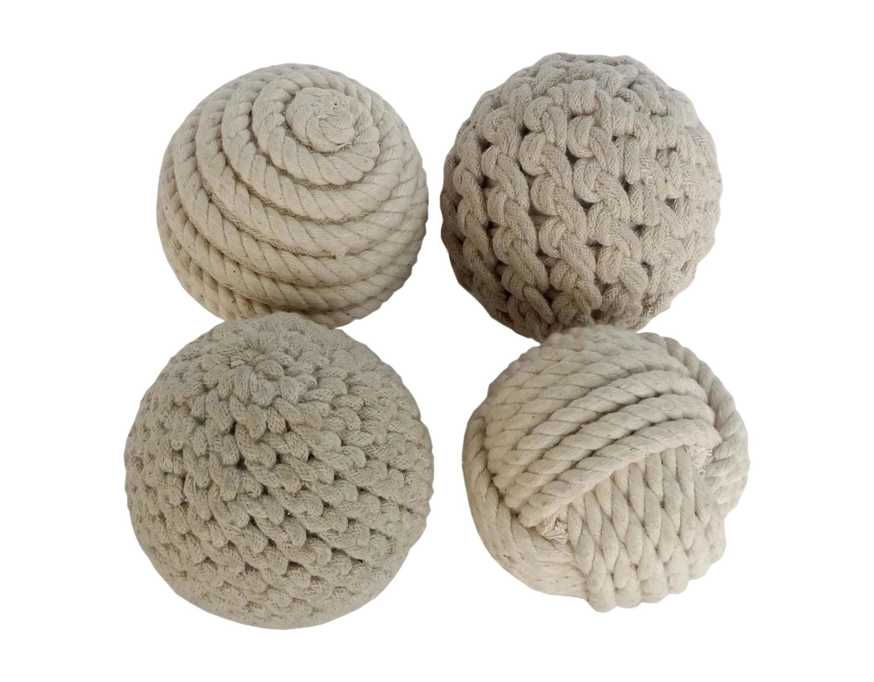 Brown 4" Handmade Decorative Ball Jute Rope Orbs & Vase Filler with Varying Designs (4 Count)