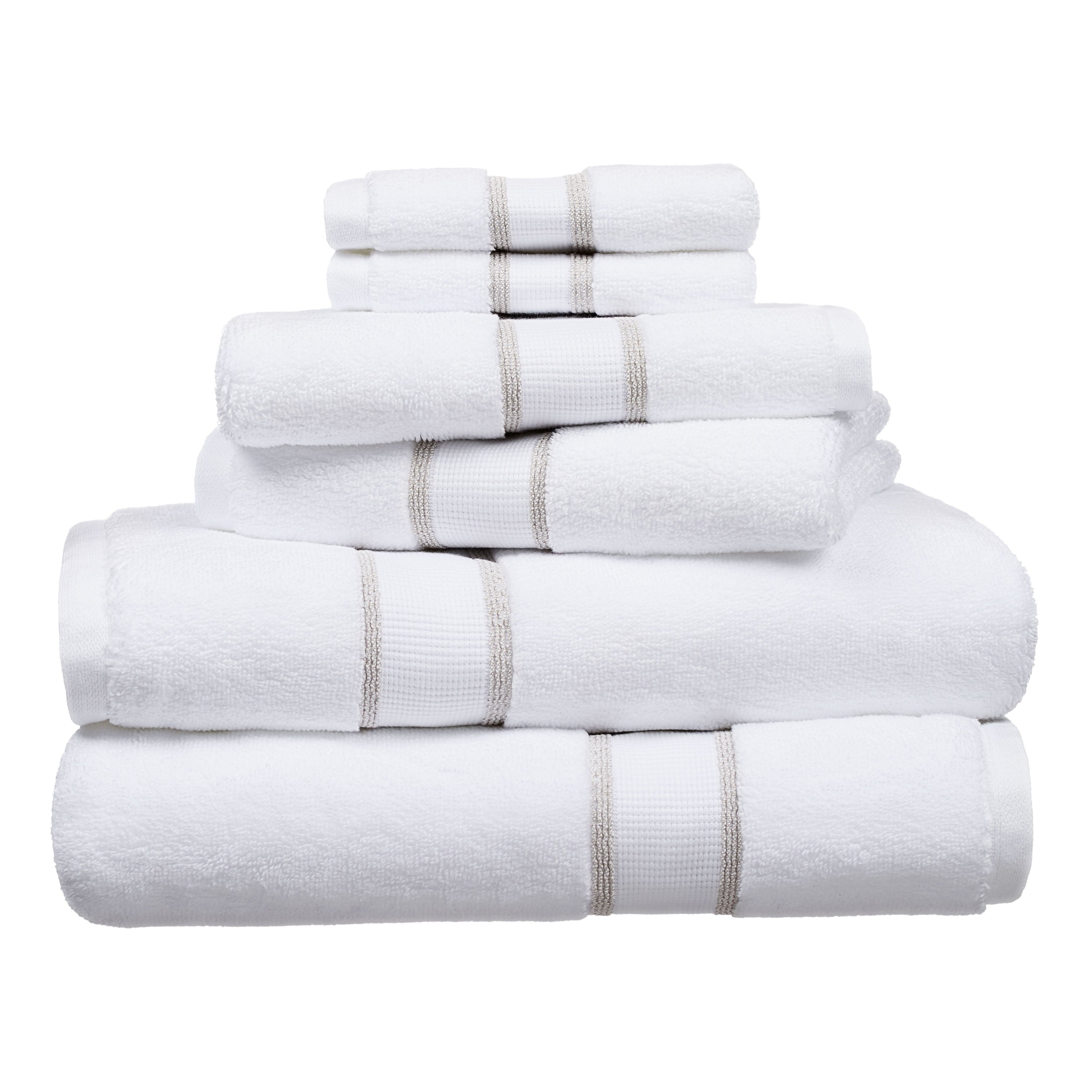 6-Piece Egyptian Cotton Striped Bath Coordinate Towel Set, Birchwood