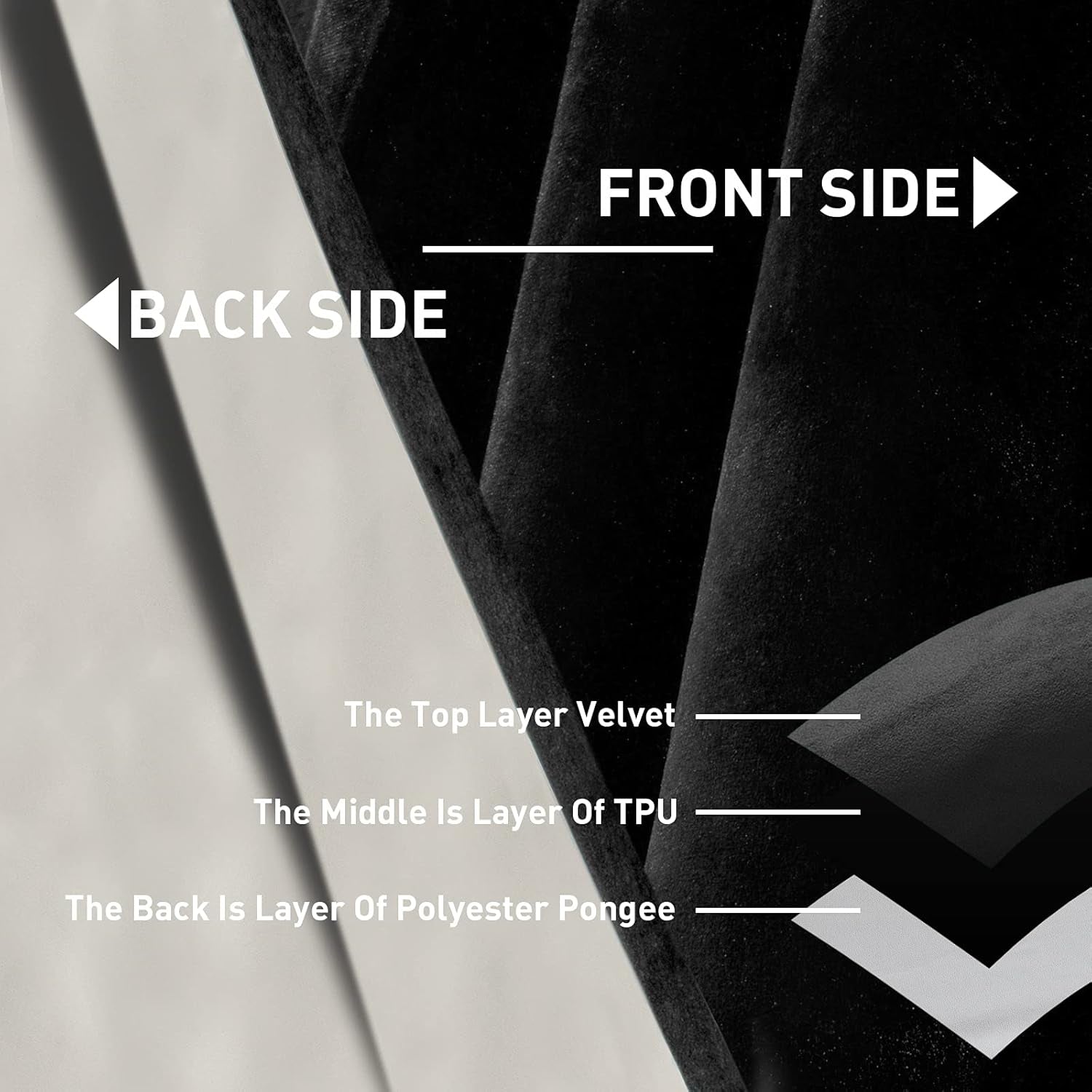 Curtains Thermal 100% Blackout Velvet Curtain 52X96Inches.Three Layers of Fabric Set of 2Panels Window Curtains?Black