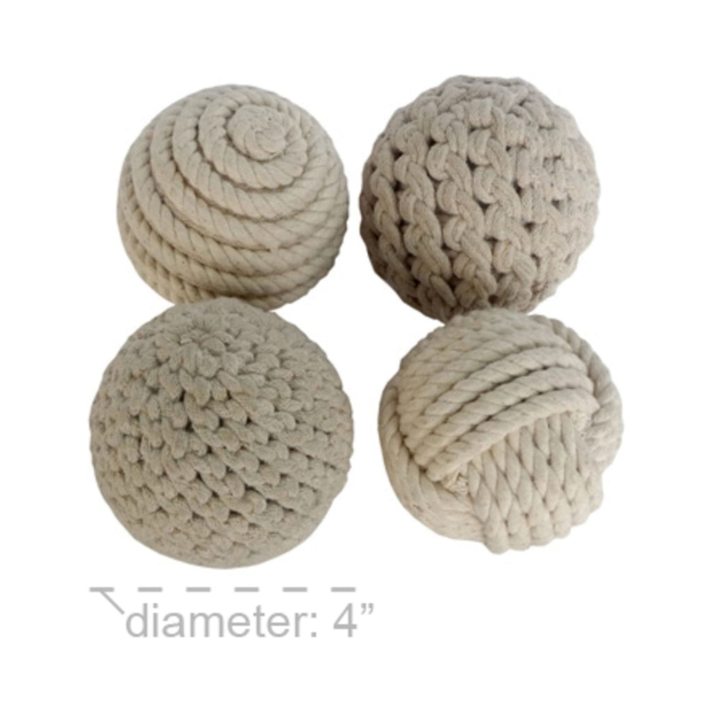 Brown 4" Handmade Decorative Ball Jute Rope Orbs & Vase Filler with Varying Designs (4 Count)