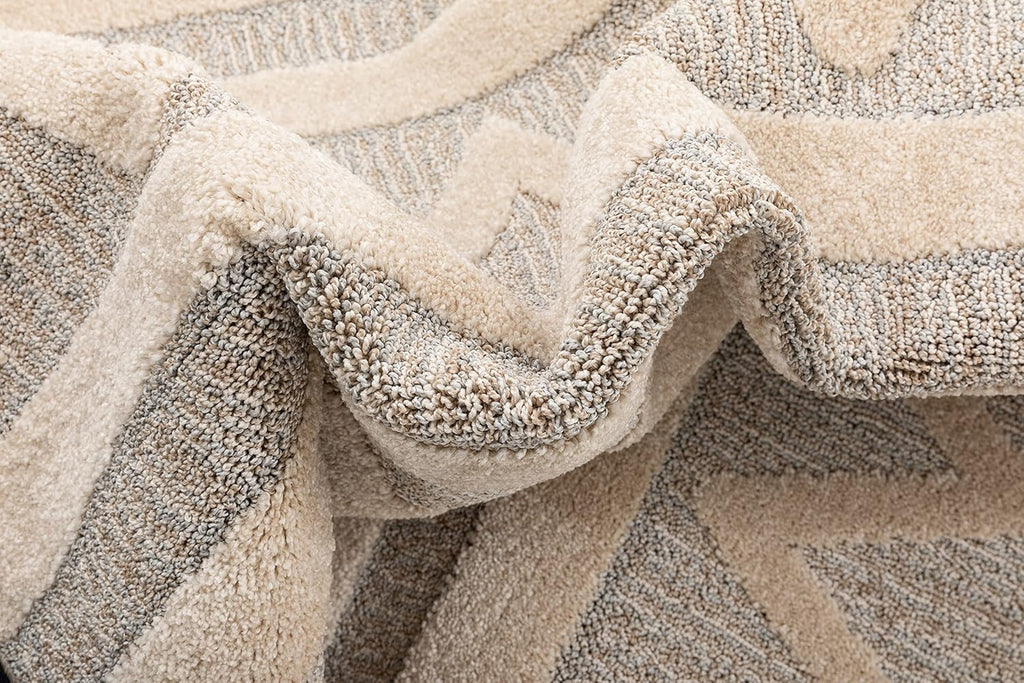 Harlow Zara Tribal Moroccan Diamond Pattern Beige High-Low 5'3" X 7'3" Area Rug