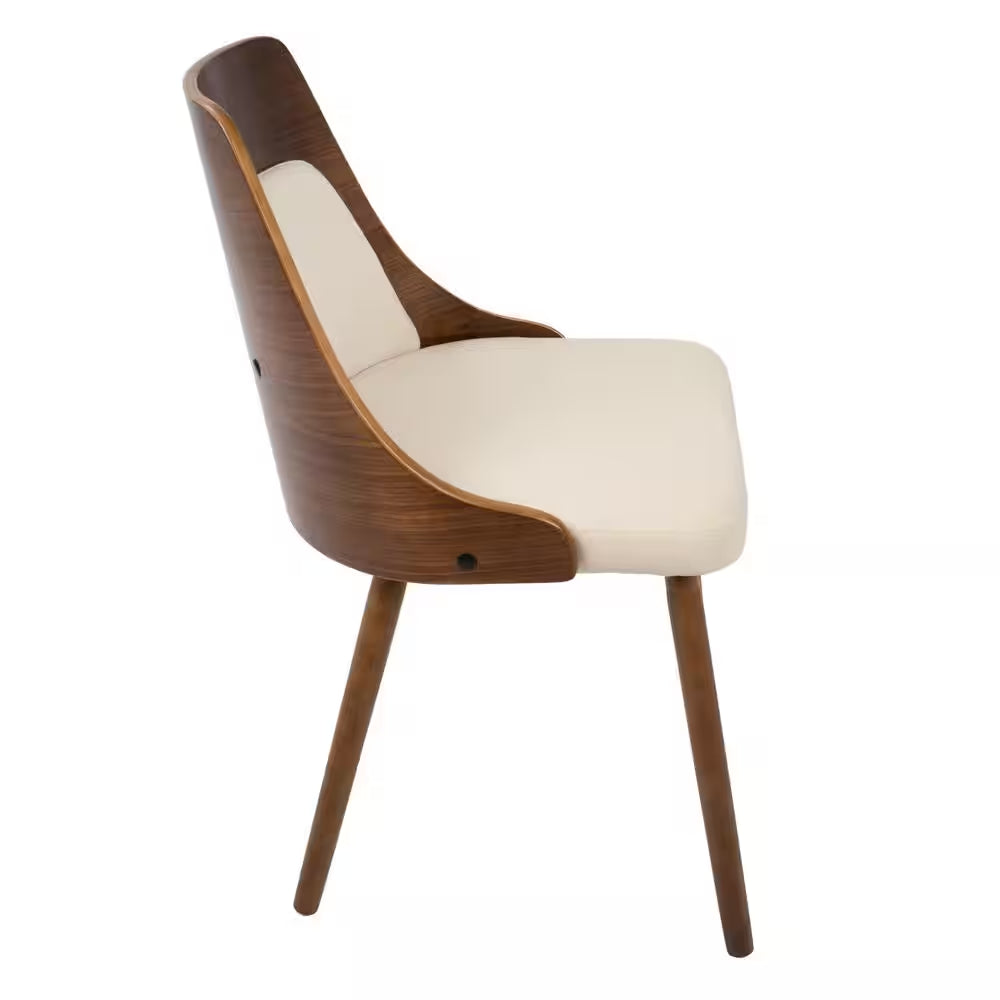 Anabelle Mid-Century Walnut and Cream Modern Dining Chair