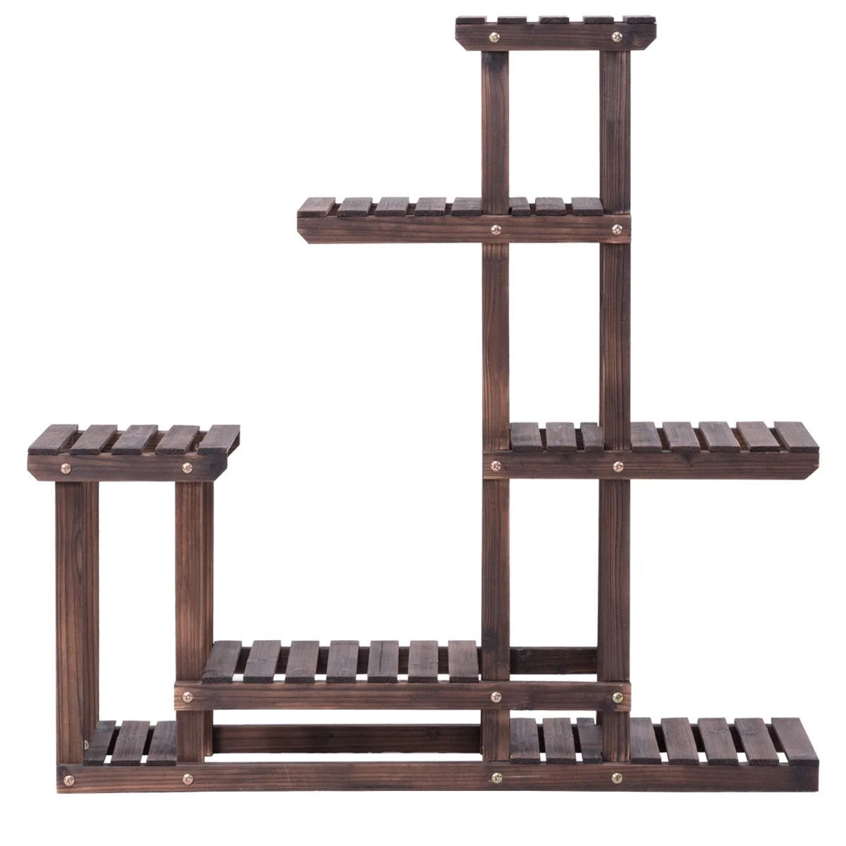 Outdoor Wooden Plant Flower Display Stand 6 Wood Shelf Storage Rack Garden