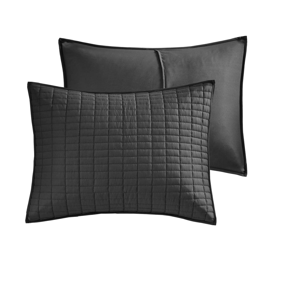 Adult Unisex King Size Quilt Bedding Kienna Stitched Solid Black