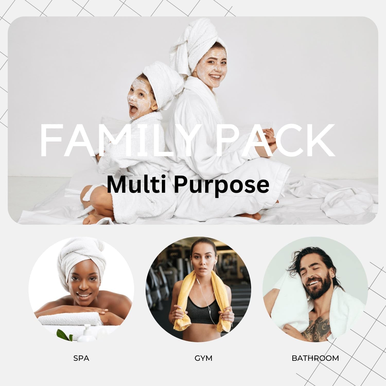 16 PC Luxury Grey Cotton Bath Towel Set - Highly Absorbent Bath, Hand and Wash Towels