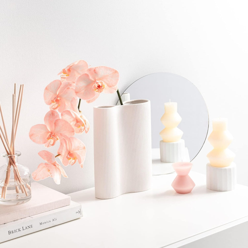 Luxe Infinity White Vase, 9” White Ceramic Vase, Modern Flower Vases for Decor, Ceramic Vases for Flowers, Decorative Vase for Flowers, Tall Vase, Modern Vase, Boho Vase, Unique White Flower Vase