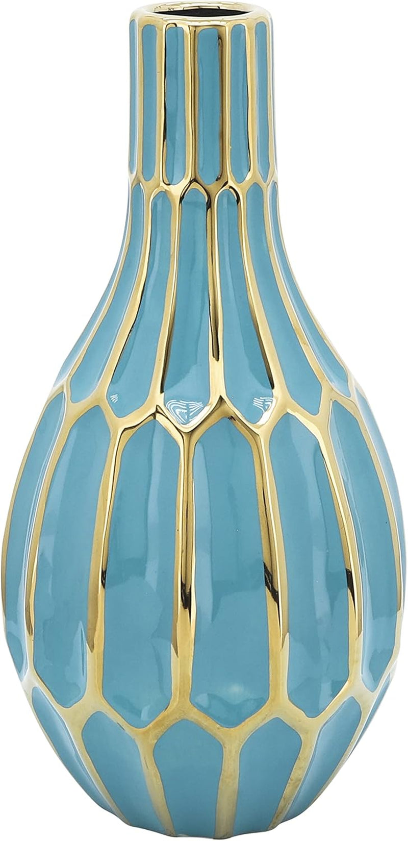 12540-02 Ceramic Vase, Turquoise Turquoise/Teal, 6.25X6.25X12
