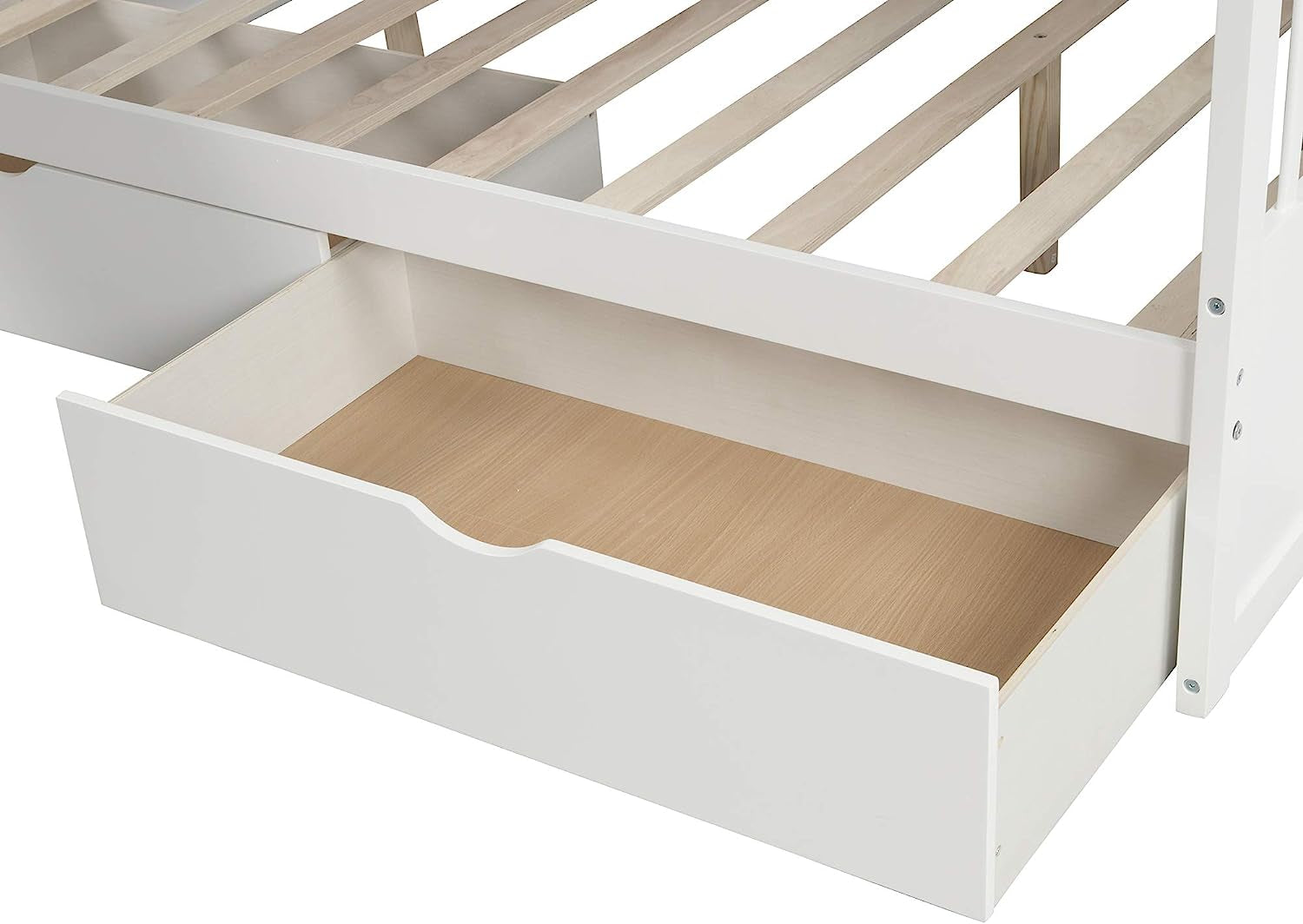 Full over Twin & Twin Bunk Bed with Drawer & Ladder, Triple Bunkbeds Wooden for Kids, Teens, Adults, Gray, White