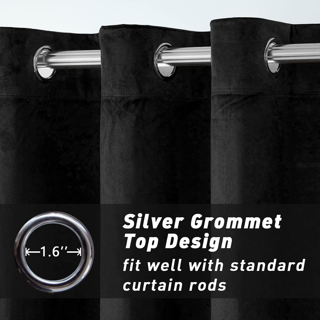 Curtains Thermal 100% Blackout Velvet Curtain 52X96Inches.Three Layers of Fabric Set of 2Panels Window Curtains?Black