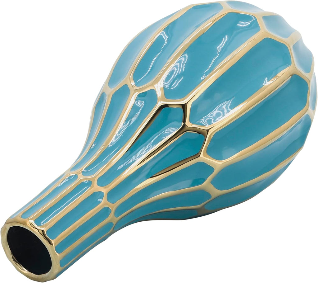 12540-02 Ceramic Vase, Turquoise Turquoise/Teal, 6.25X6.25X12